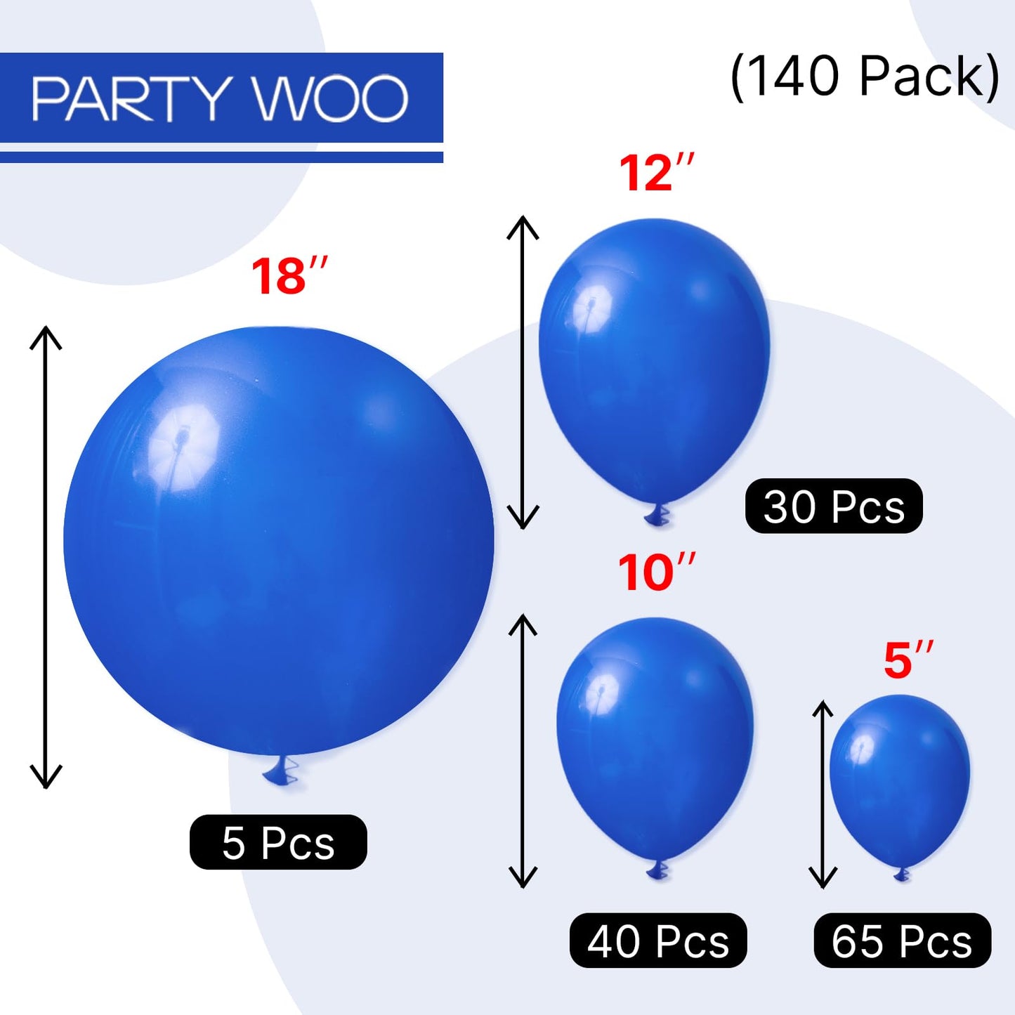 PartyWoo Navy Blue Balloons 140pc Arch Kit – 18/12/10/5 Inch Party Decor