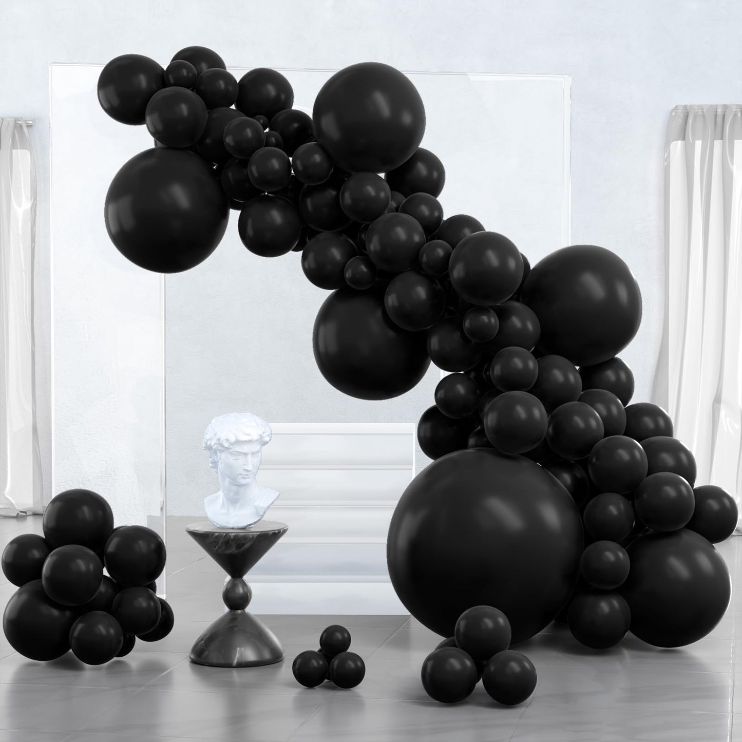 PartyWoo Black Balloons – 100 Pcs Matte Black Mixed Sizes for Balloon Garland & Arch