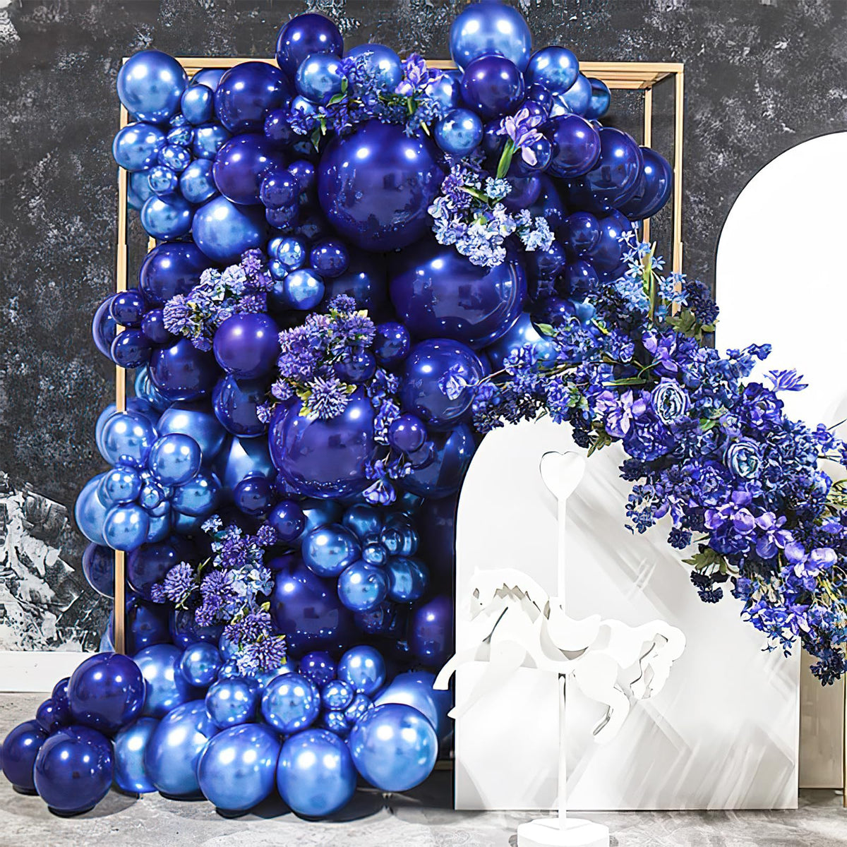 PartyWoo Metallic Blue Balloons 50 Pcs | 12in Chrome Latex Balloons for Weddings & Parties