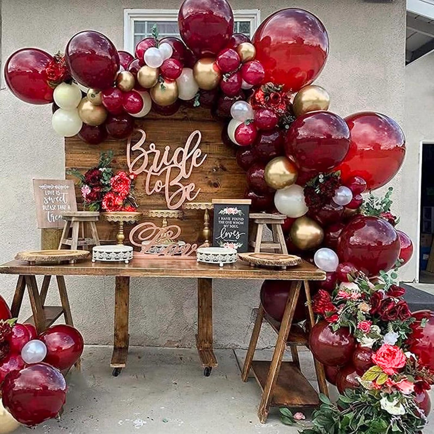 PartyWoo Burgundy Balloons – 120 Pcs Mixed Sizes (18/12/10/5) for Arch Garlands