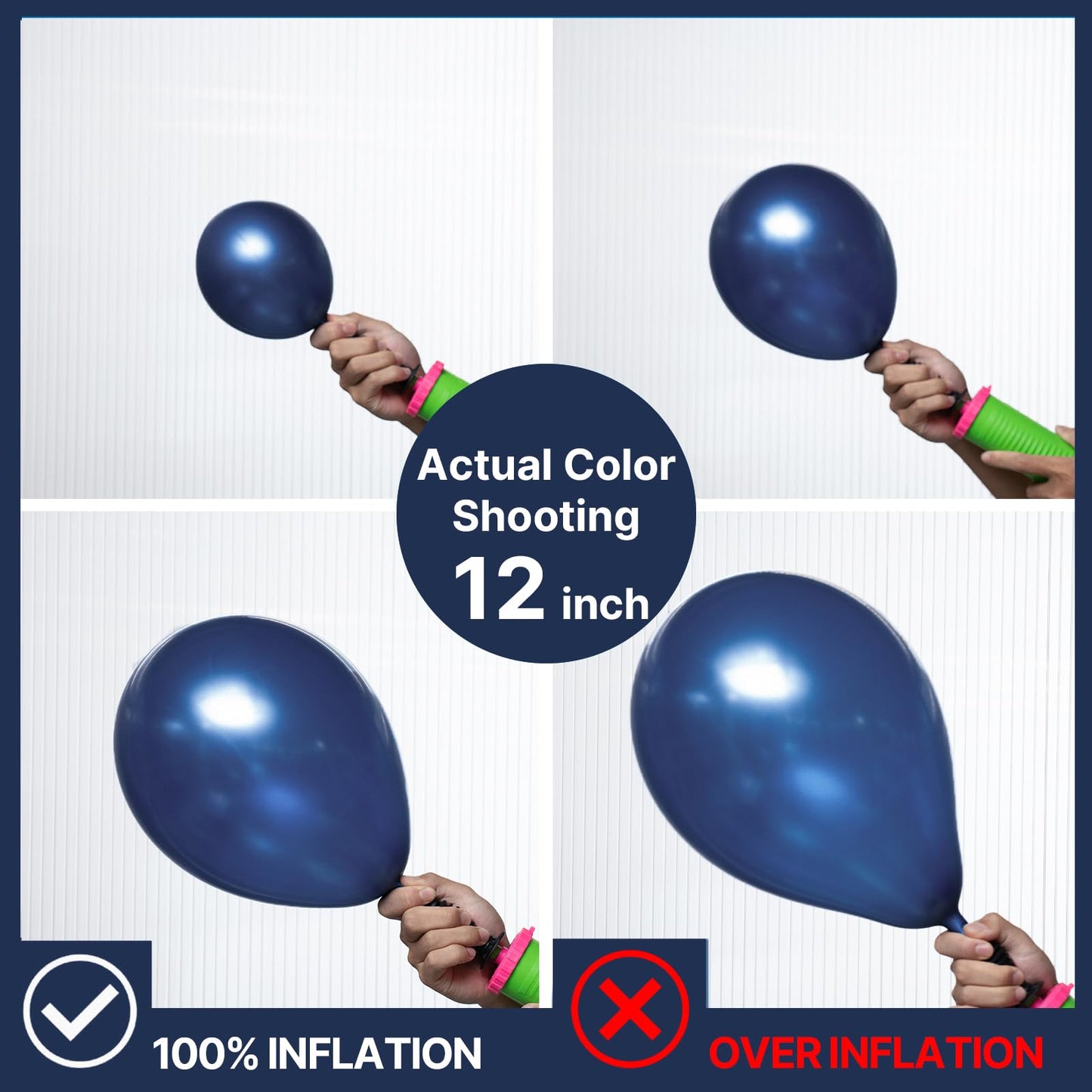 PartyWoo Metallic Navy Blue Balloons 50pc, 12in Chrome Blue for Celebrations