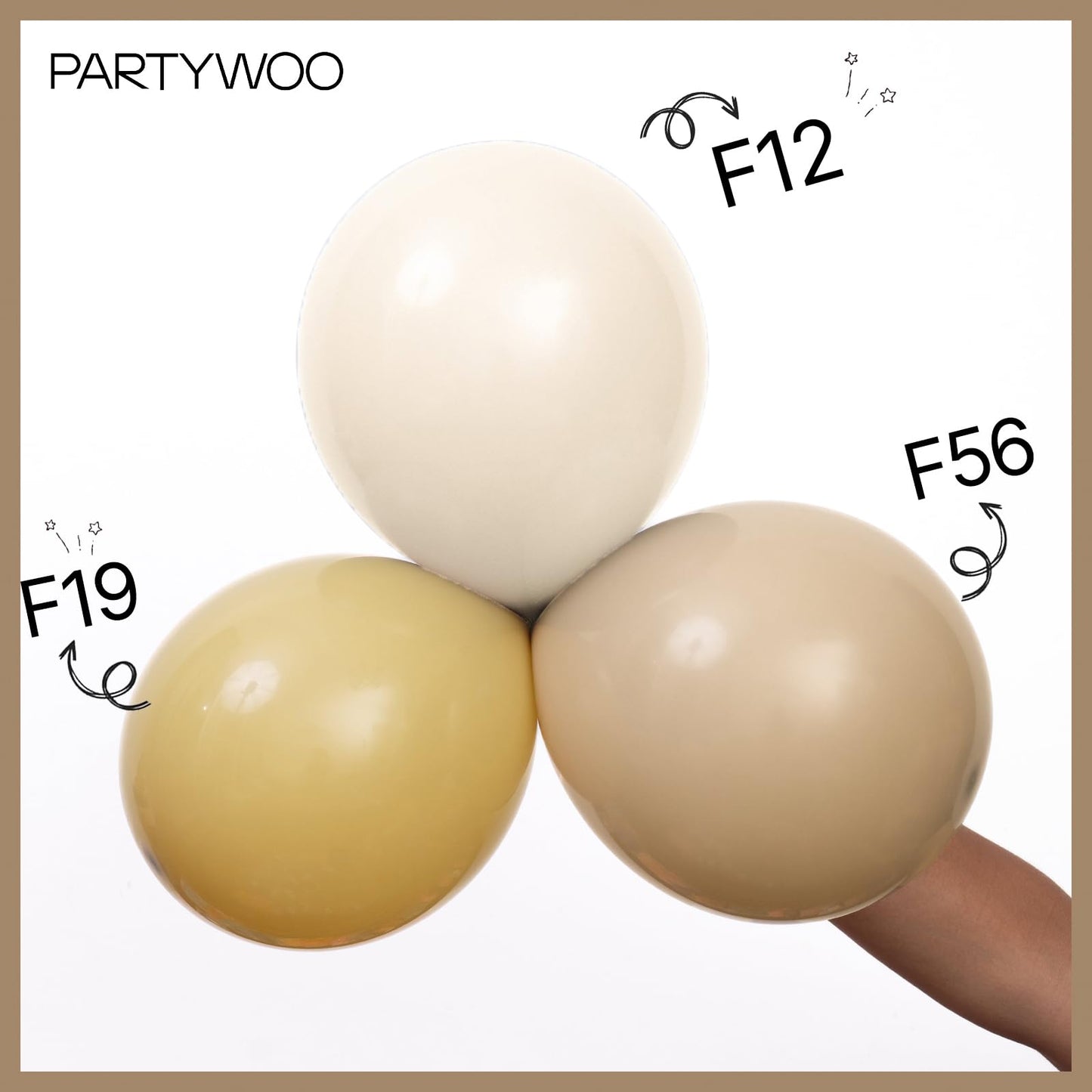PartyWoo Neutral Balloon Arch Kit – 140pc Boho Ivory, White, Sand, Gold Confetti Balloons for Weddings & Parties
