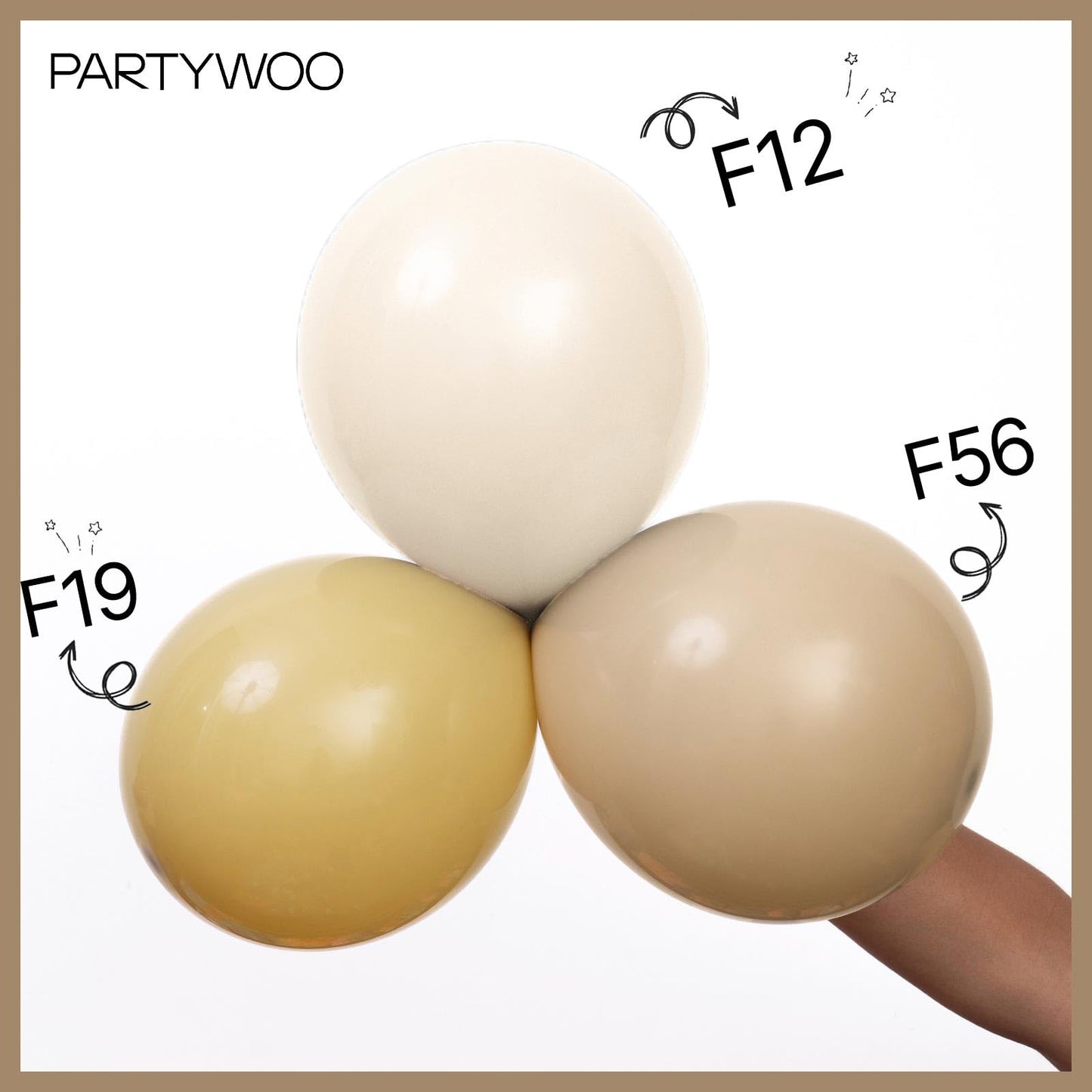 PartyWoo Cream Balloons 140 pcs – 18/12/10/5 in Beige Ivory Neutral Latex for Graduation, Birthday & Baby Shower