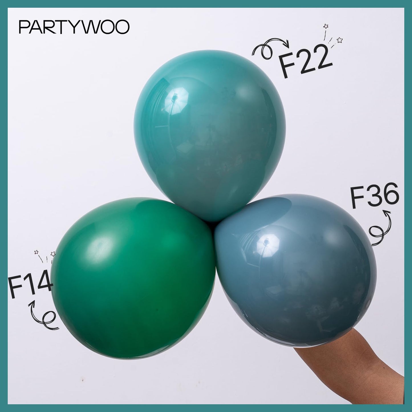 PartyWoo Dark Green Balloons 140pcs – Emerald Hunter Forest Pack (18/12/10/5in)