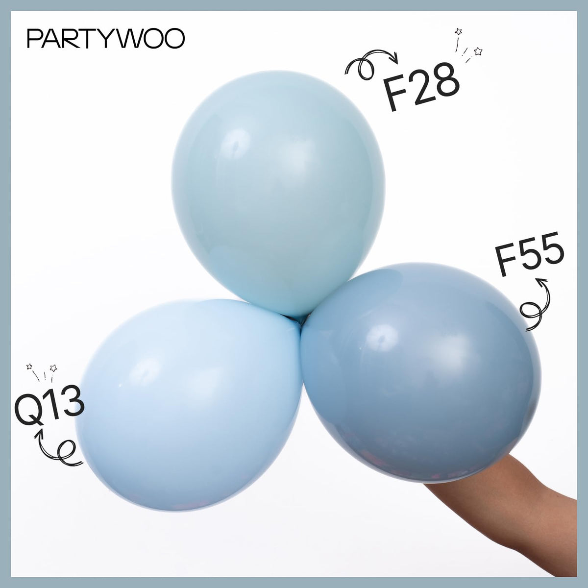 PartyWoo Dusty Blue Balloons 140pcs – Boho Arch Kit in 18/12/10/5 Inch for Graduation, Baby Shower & Birthday