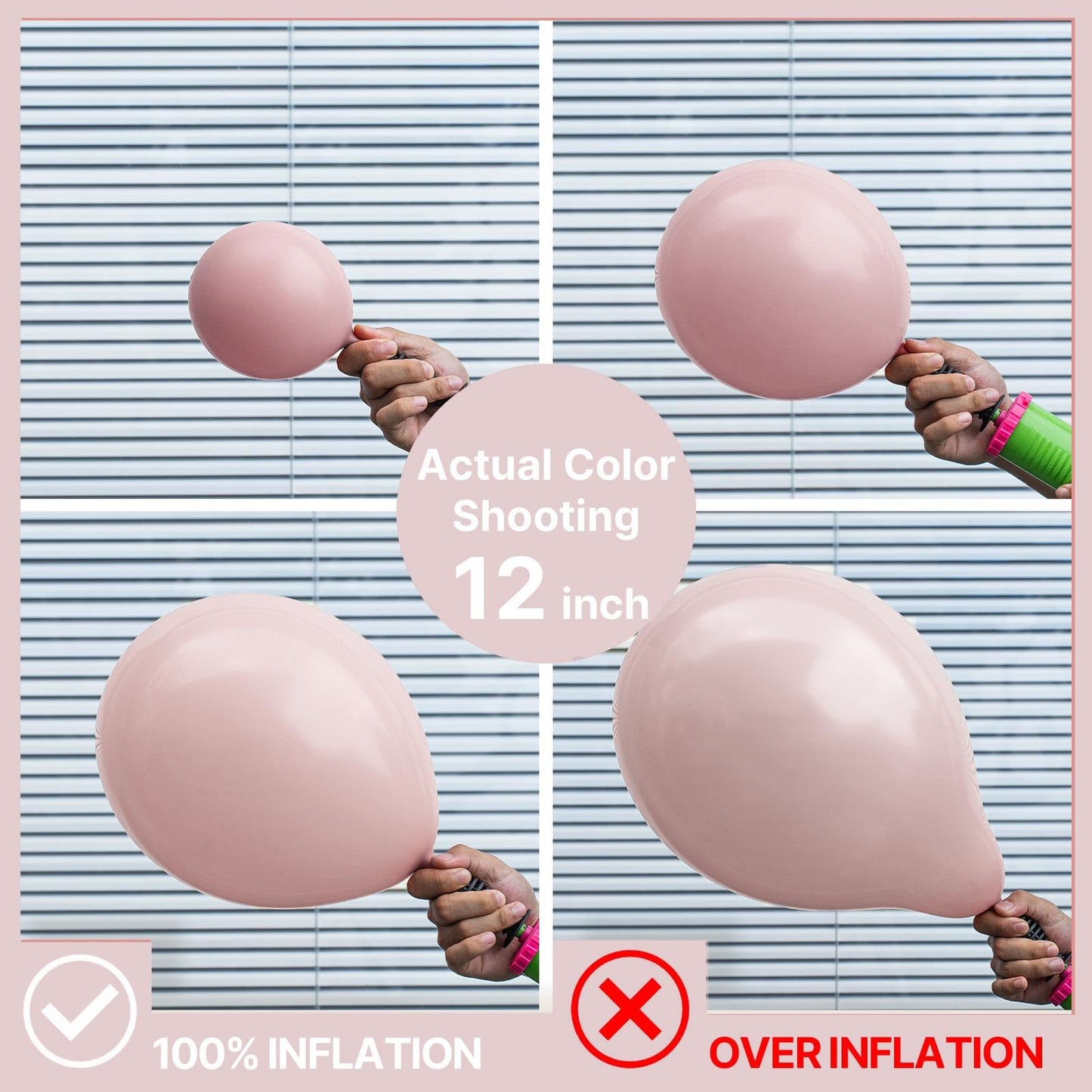 PartyWoo Dusty Pink Balloons 140pcs – 18/12/10/5in Latex Balloons for Birthday, Baby Shower, Graduation, Bachelorette Decorations Pink-F54