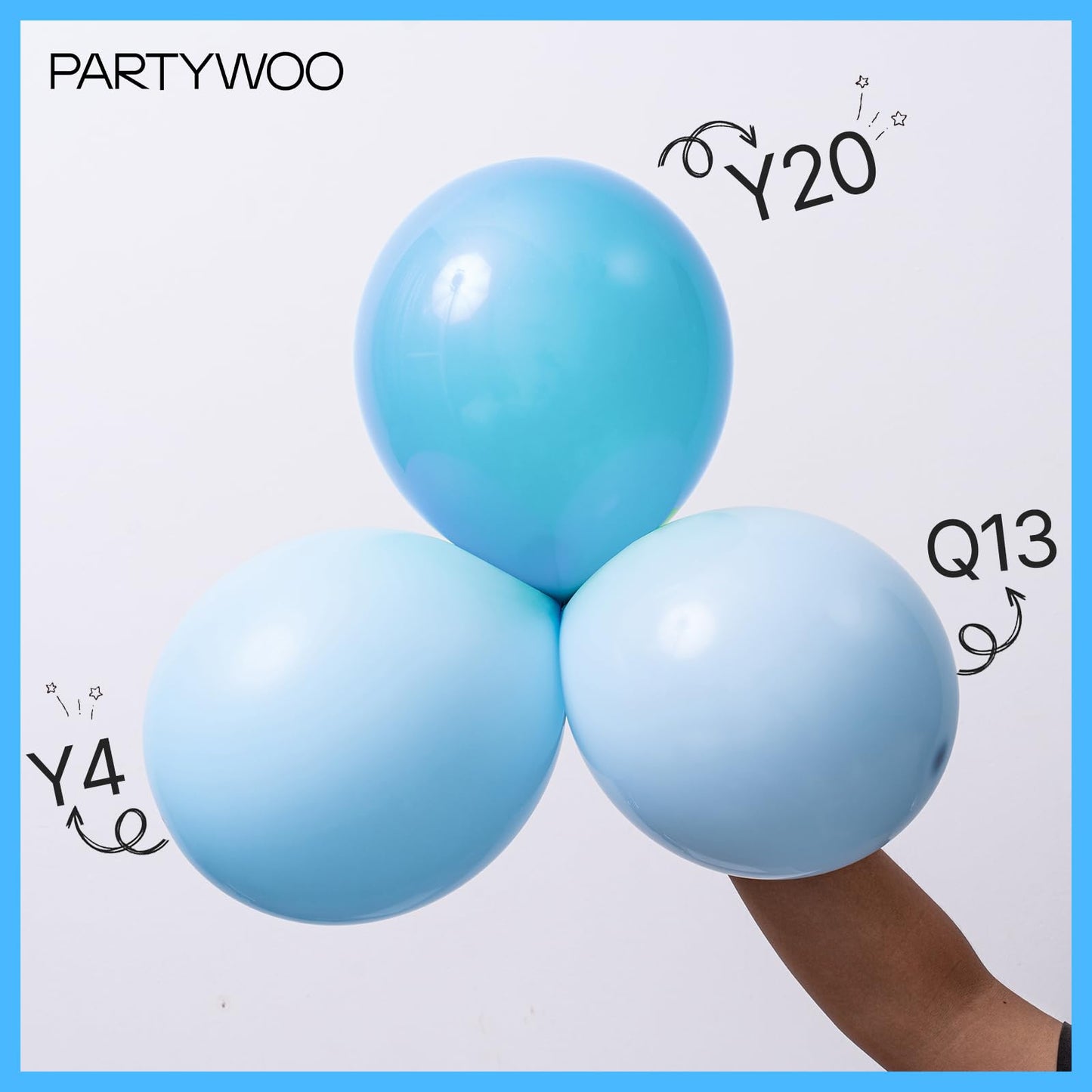 PartyWoo Light Blue Balloons – 50pcs, 12 inch Latex Balloons for Baby Showers, Weddings & Celebrations