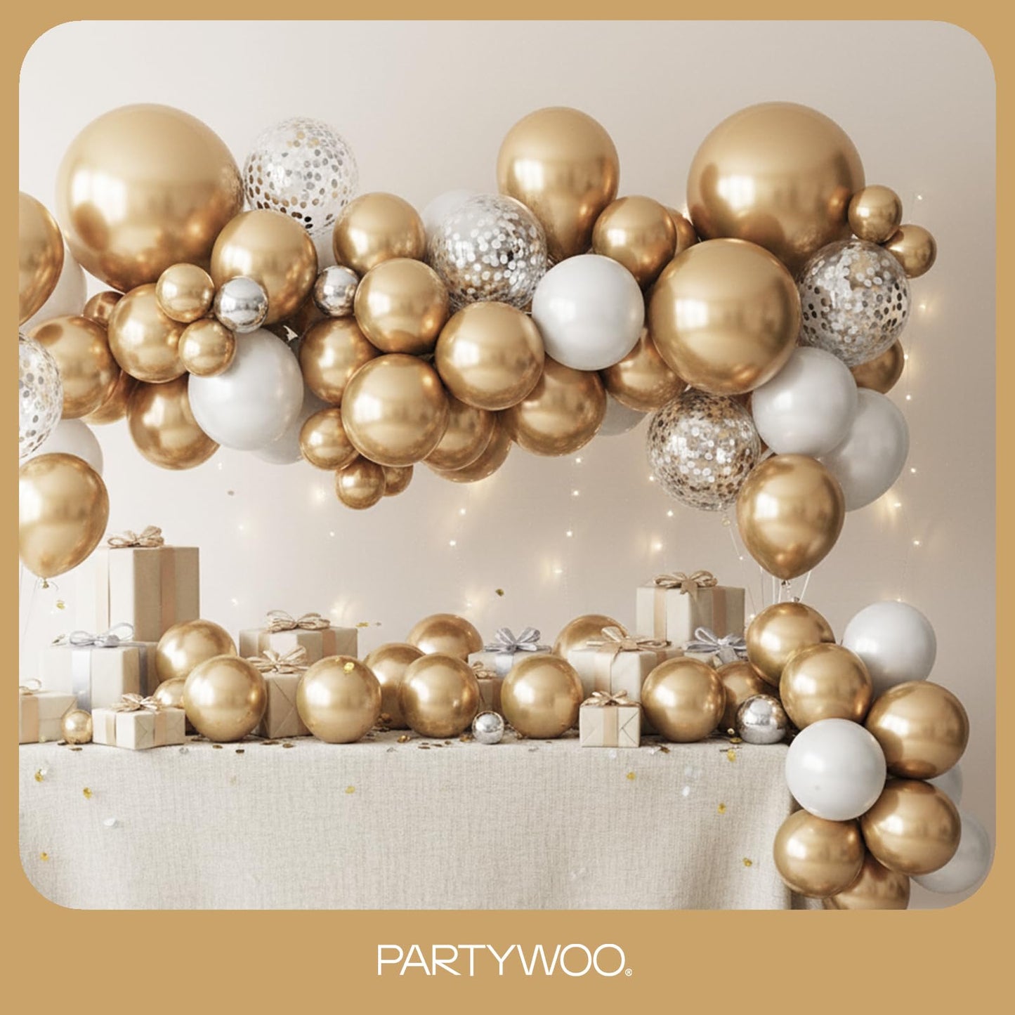 PartyWoo Metallic Gold Balloons 152pcs – Arch Kit for Weddings & Parties