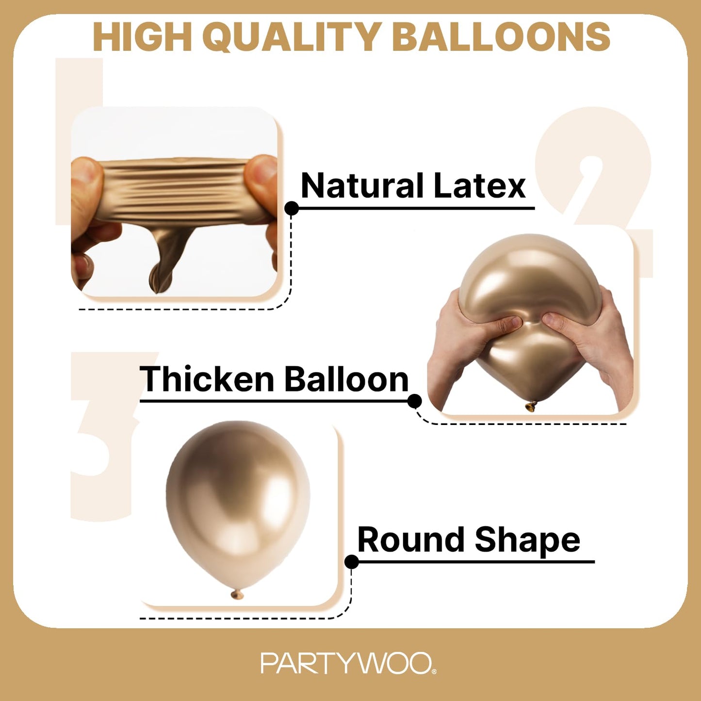 PartyWoo Metallic Gold Balloons 152pcs – Arch Kit for Weddings & Parties
