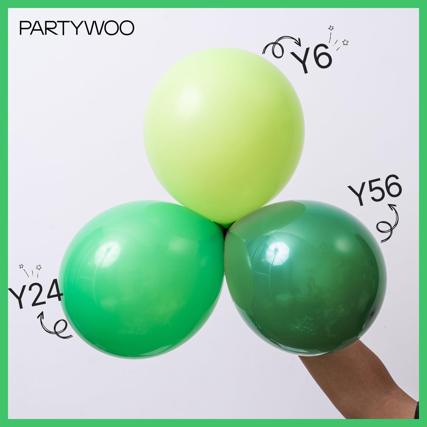 PartyWoo Green Balloons – 127 Pcs in 5 Sizes Balloon Arch Kit for Parties