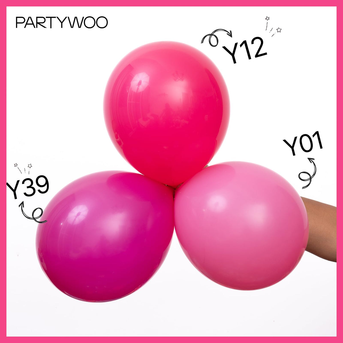 PartyWoo Hot Pink Balloons 127pcs – Multi-Size Latex Balloon Kit for Arches, Garlands & Celebrations