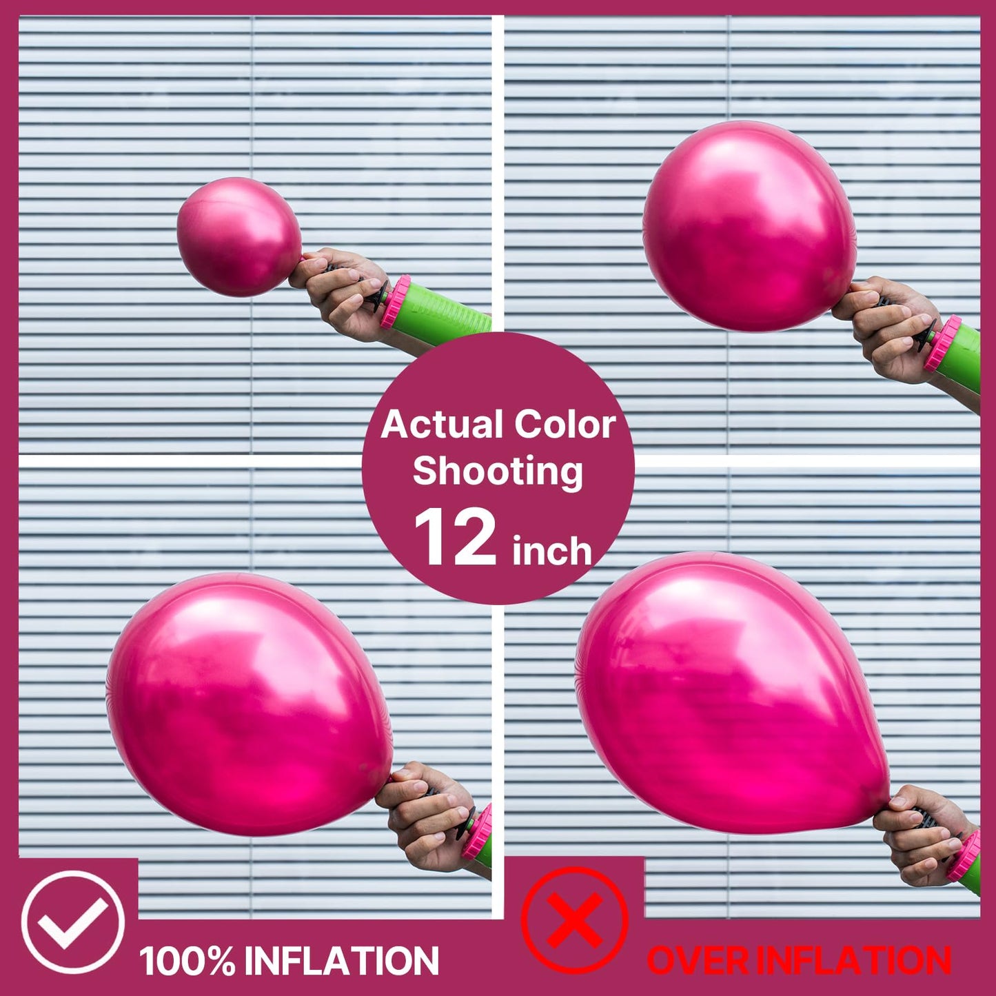 PartyWoo Hot Pink Balloons 140pc Arch Kit – 18/12/10/5in Metallic Pink Magenta & Fuchsia