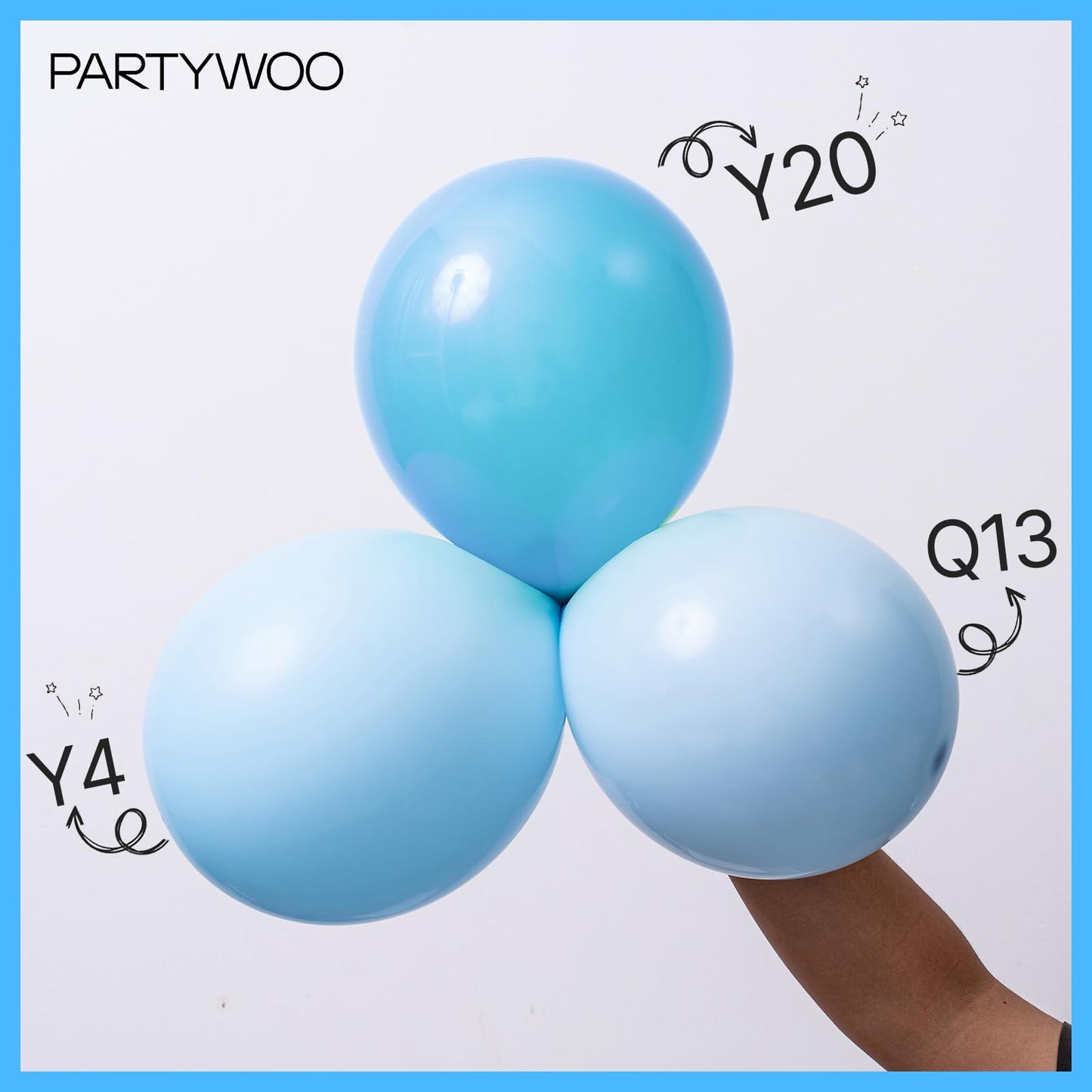 PartyWoo Light Blue Balloons – 140 Pcs in 18/12/10/5 Inches for Balloon Garland Arch & Party Decorations
