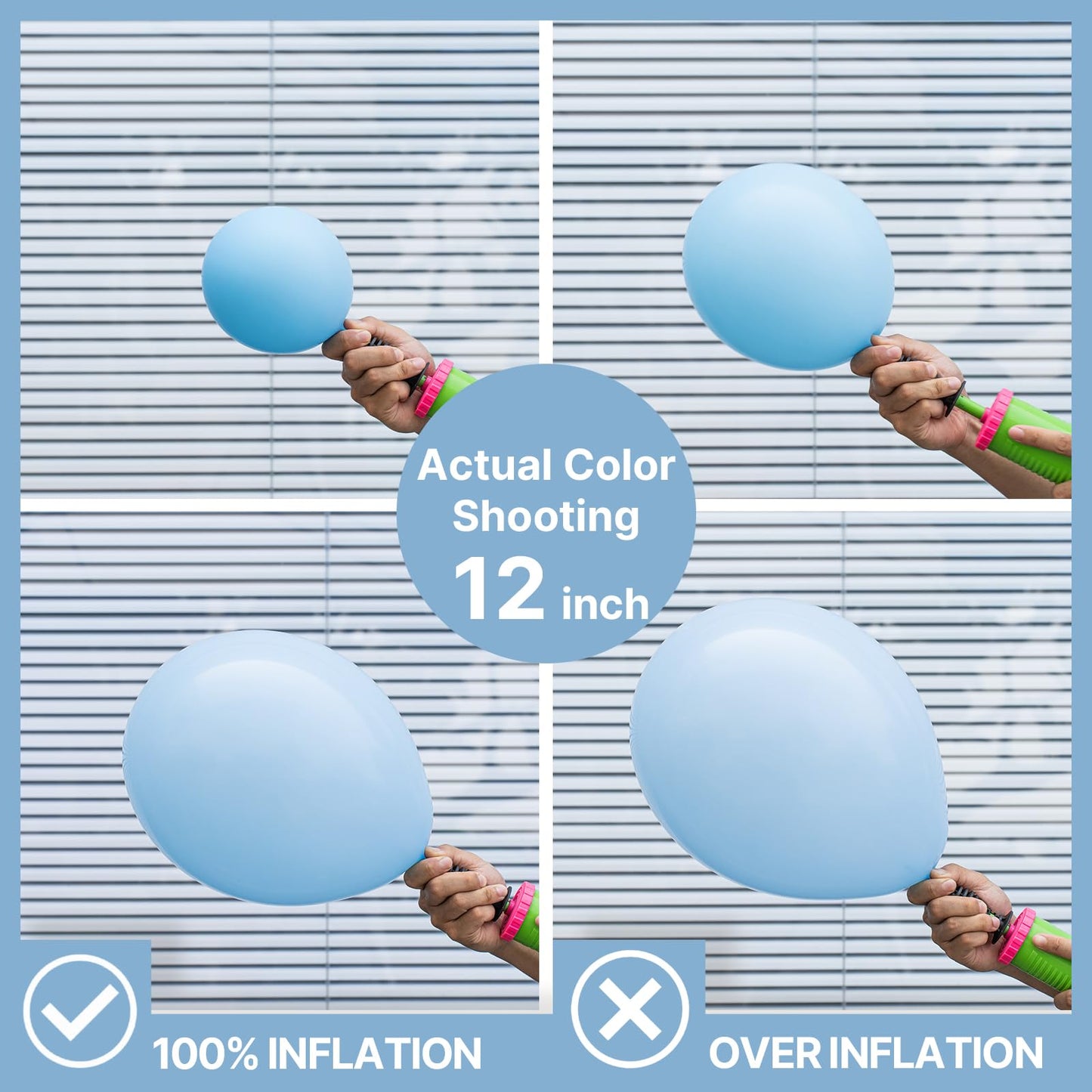 PartyWoo Light Blue Balloons 120pcs — 18in, 12in, 10in, 5in Arch Kit & Garland for Birthday, Baby Shower, Graduation