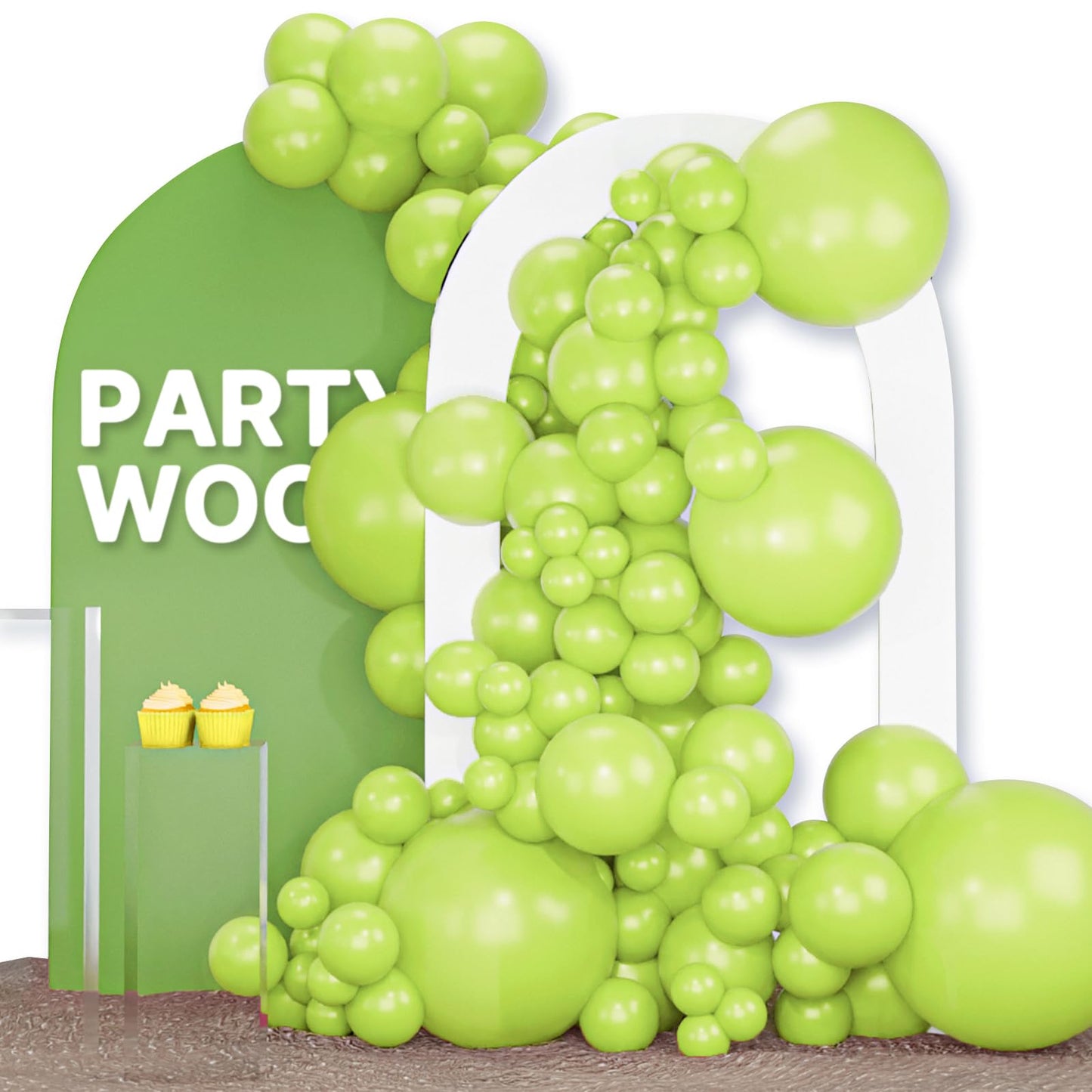PartyWoo Lime Green Balloons Kit – 120pcs Latex Arch Garland for Weddings & Parties