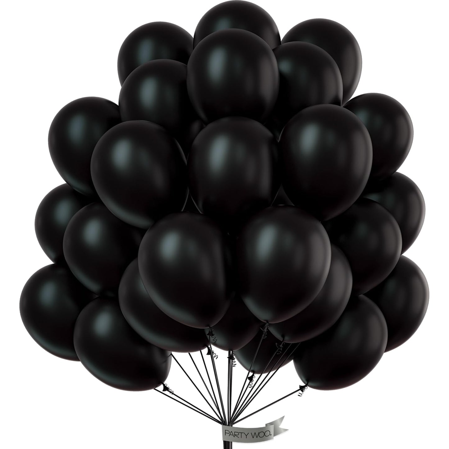 PartyWoo Matte Black Balloons – 50 Pcs, 12" Latex, Helium Ready