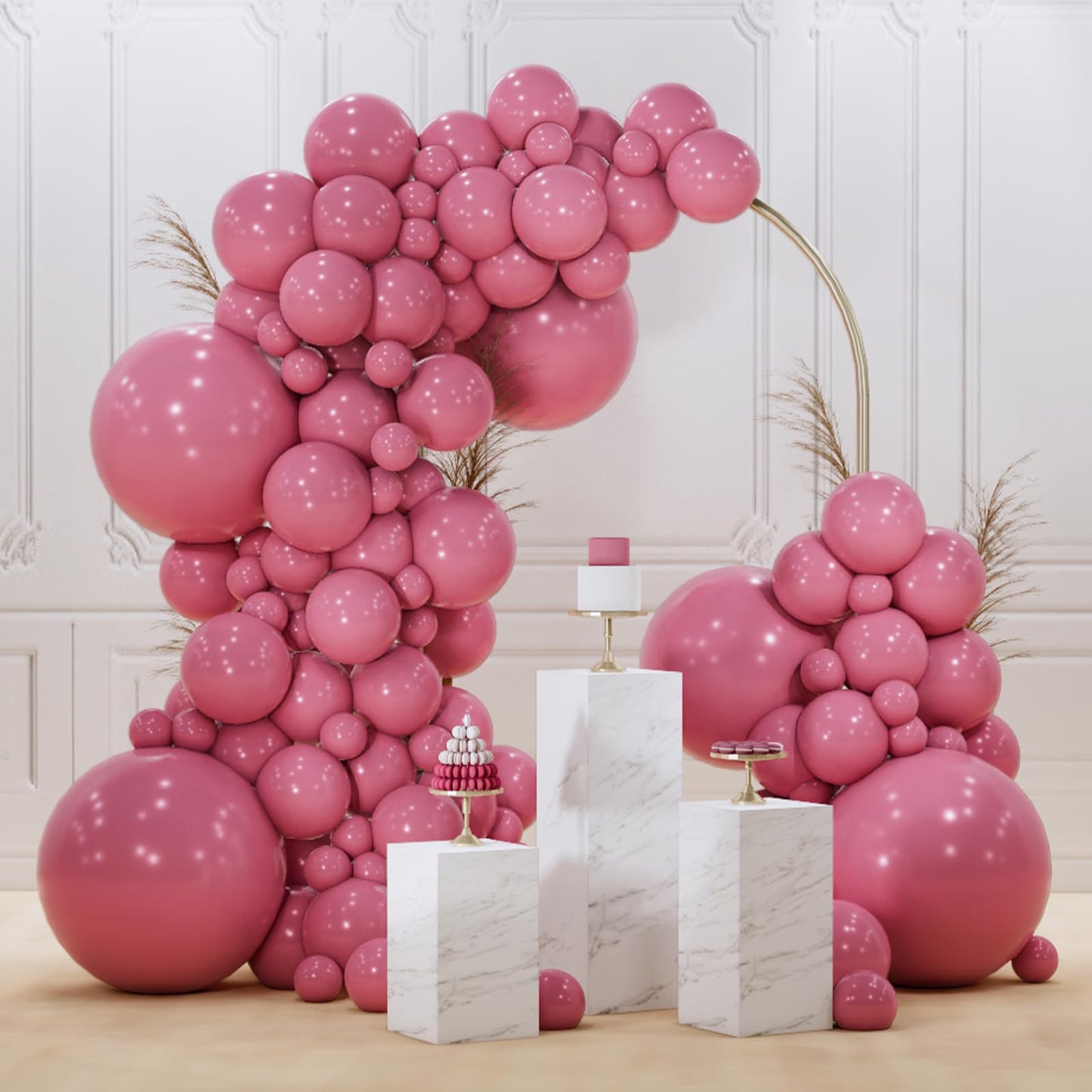 PartyWoo Mauve Balloons 140pcs | Dusty Pink Boho Neutral Balloon Arch Kit for Baby Shower & Wedding