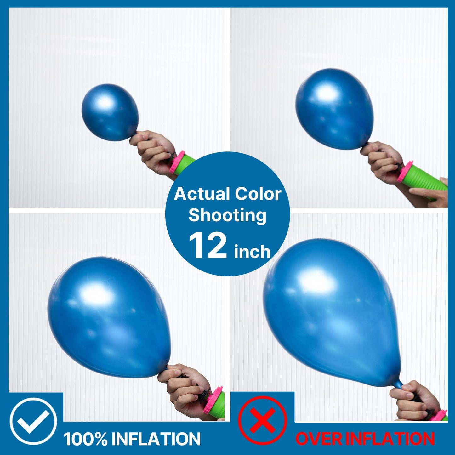PartyWoo Metallic Blue Balloons 140pcs – Chrome Blue Latex Set (18/12/10/5) for Weddings, Birthdays & More
