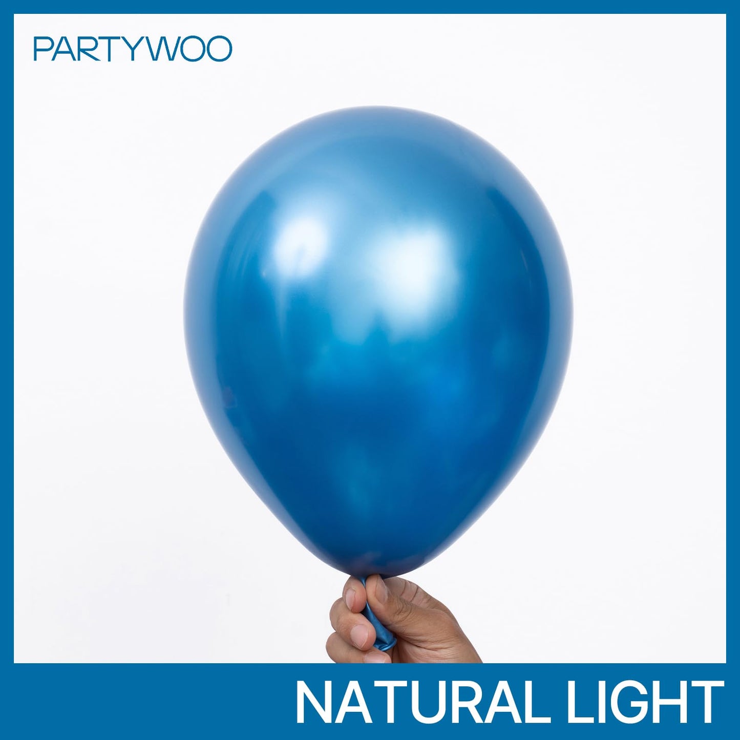 PartyWoo Metallic Blue Balloons 140pcs – Chrome Blue Latex Set (18/12/10/5) for Weddings, Birthdays & More