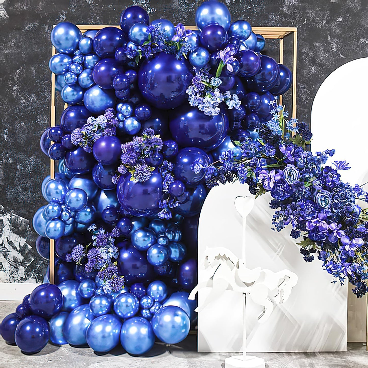PartyWoo Metallic Blue Balloons 140pcs – Chrome Blue Latex Set (18/12/10/5) for Weddings, Birthdays & More