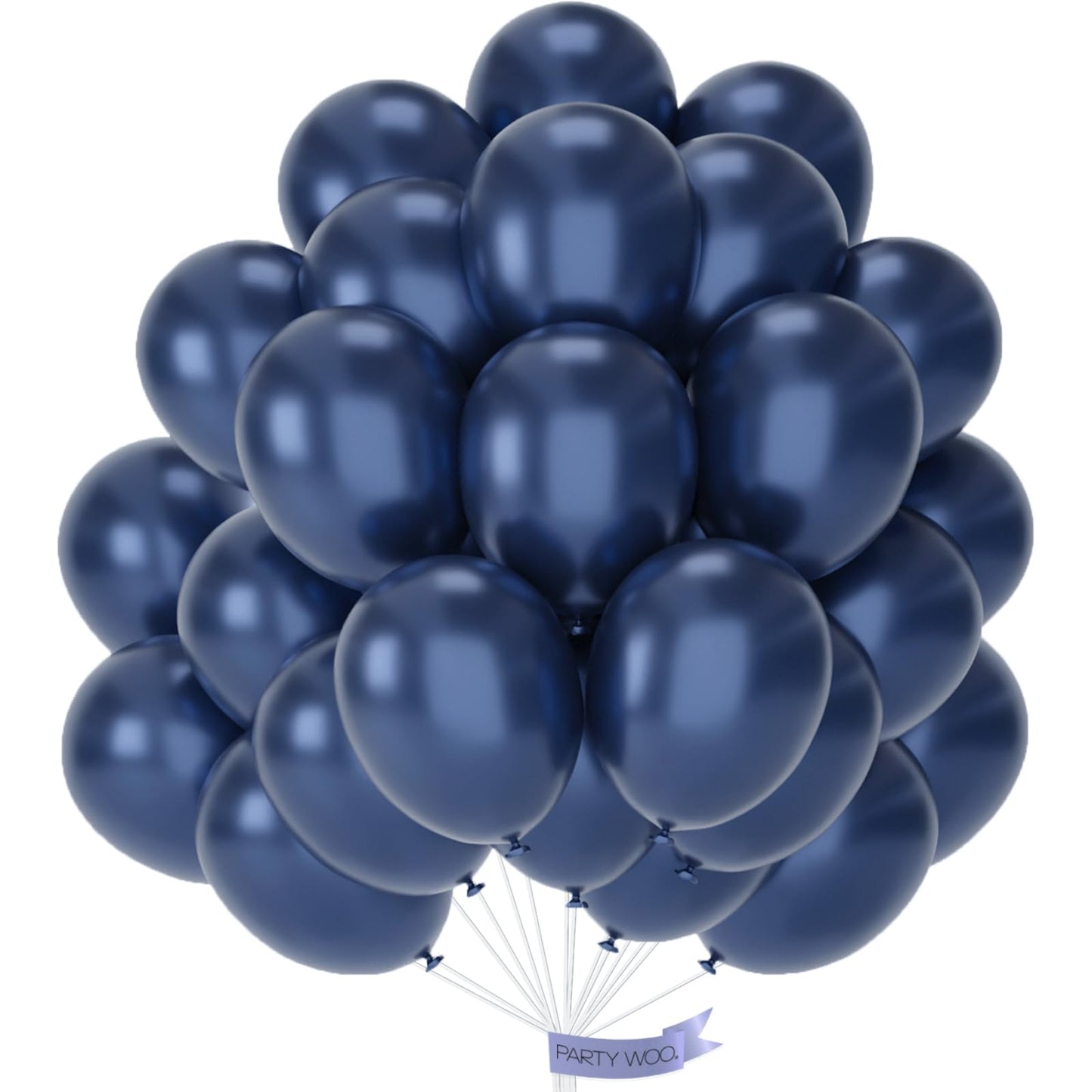 PartyWoo Metallic Navy Blue Balloons 50pc, 12in Chrome Blue for Celebrations