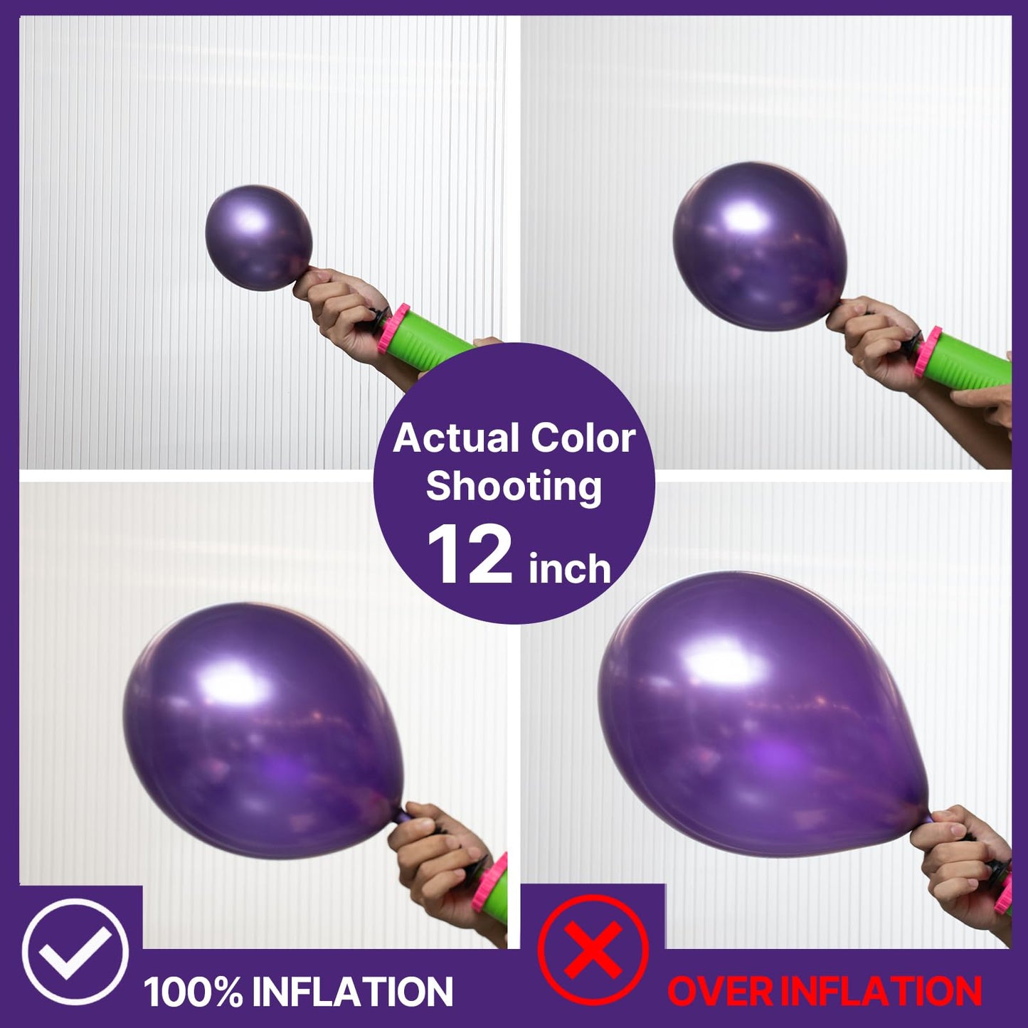 PartyWoo Metallic Purple Balloons 140pcs – 18/12/10/5in Latex Set for Arches