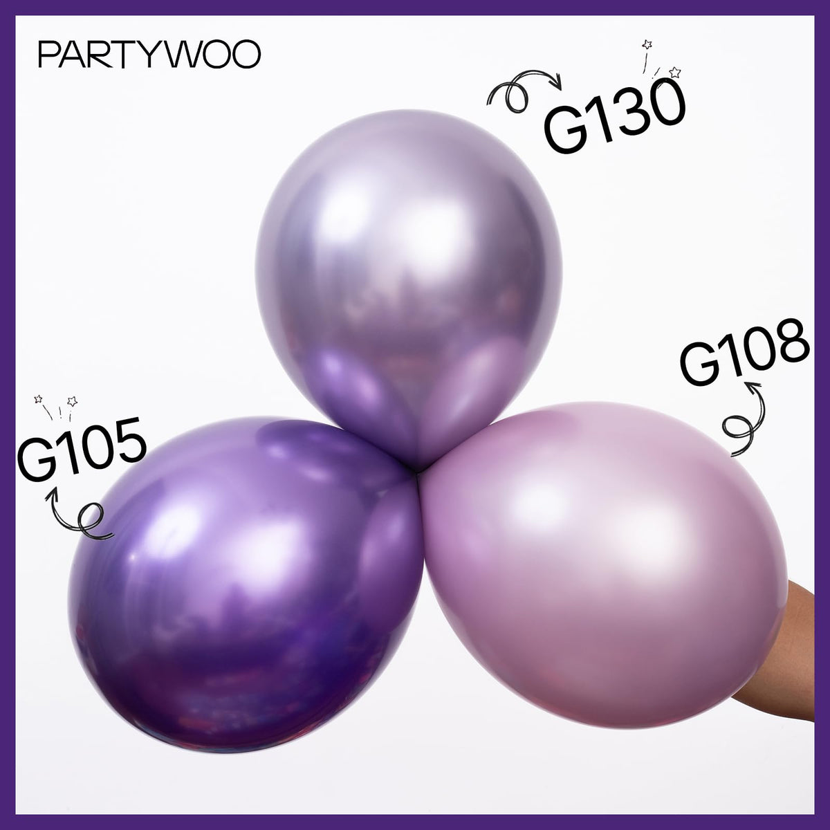 PartyWoo Metallic Purple Balloons 140pcs – 18/12/10/5in Latex Set for Arches