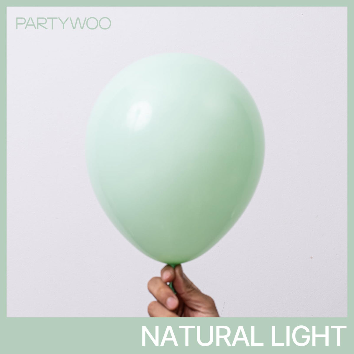 PartyWoo Light Green Balloons Pack – 127pcs Mint Pastel Balloons for Baby Shower, Birthday & Party Decor
