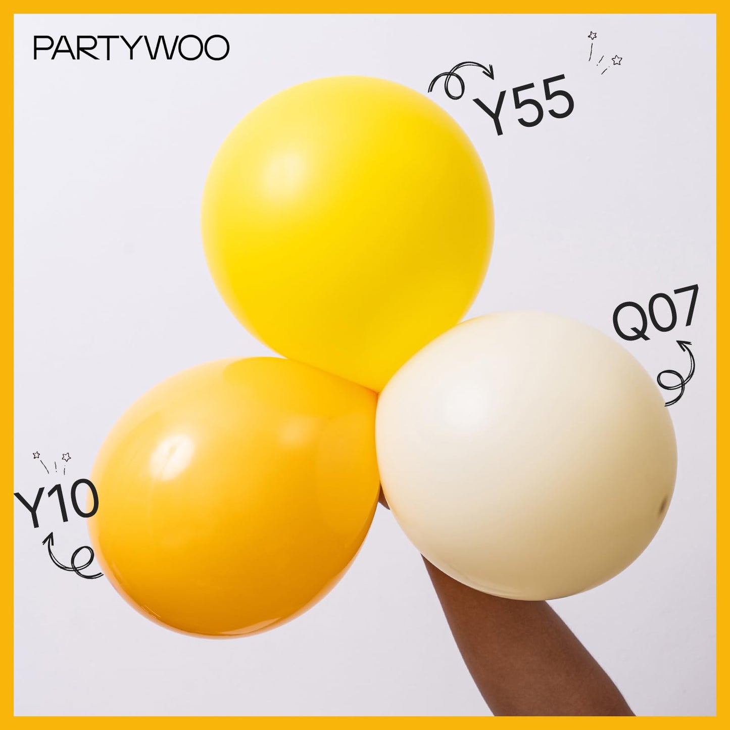 PartyWoo Mustard Yellow Balloons 127pcs – Mixed Sizes for Arches, Garlands & Centerpieces