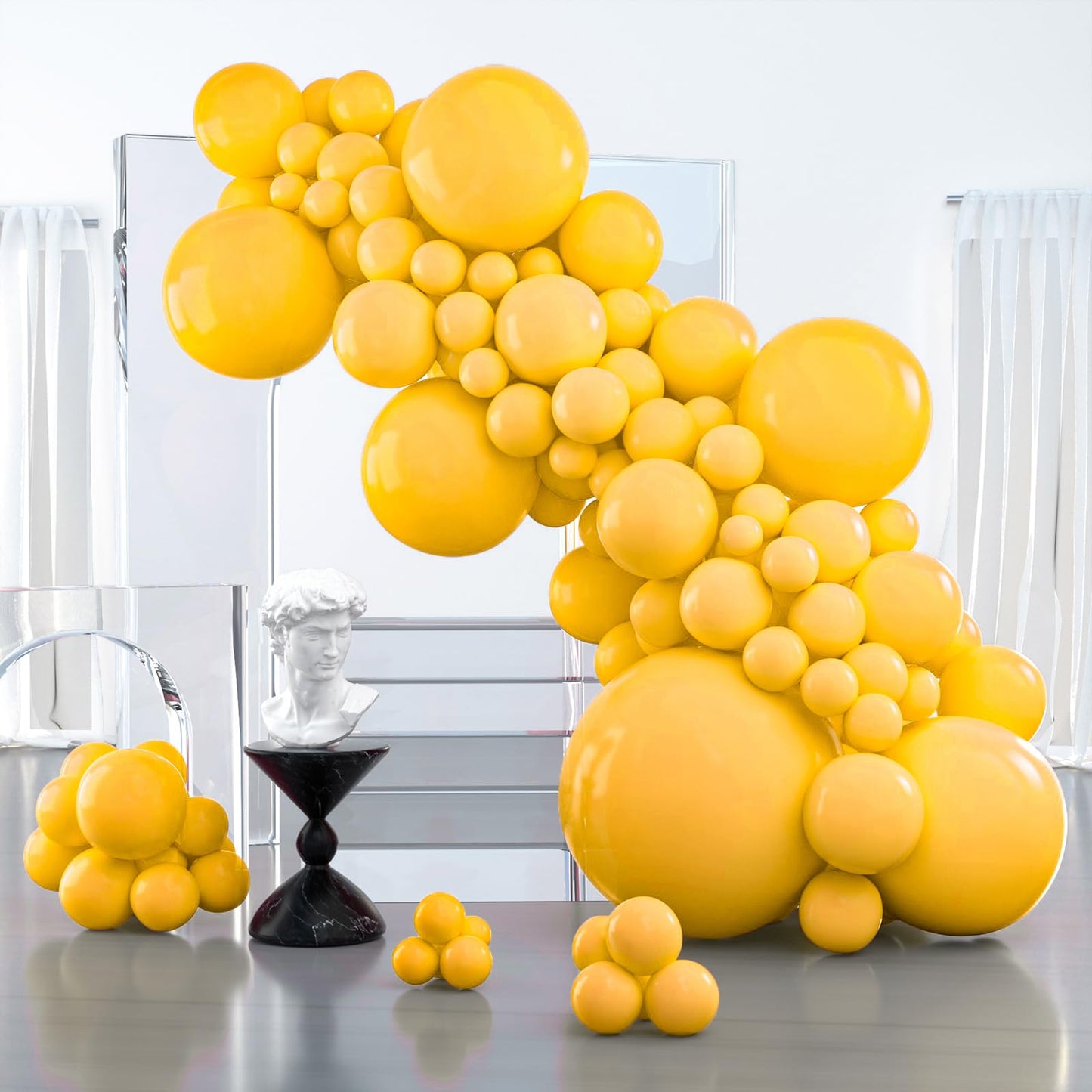 PartyWoo Mustard Yellow Balloons 127pcs – Mixed Sizes for Arches, Garlands & Centerpieces