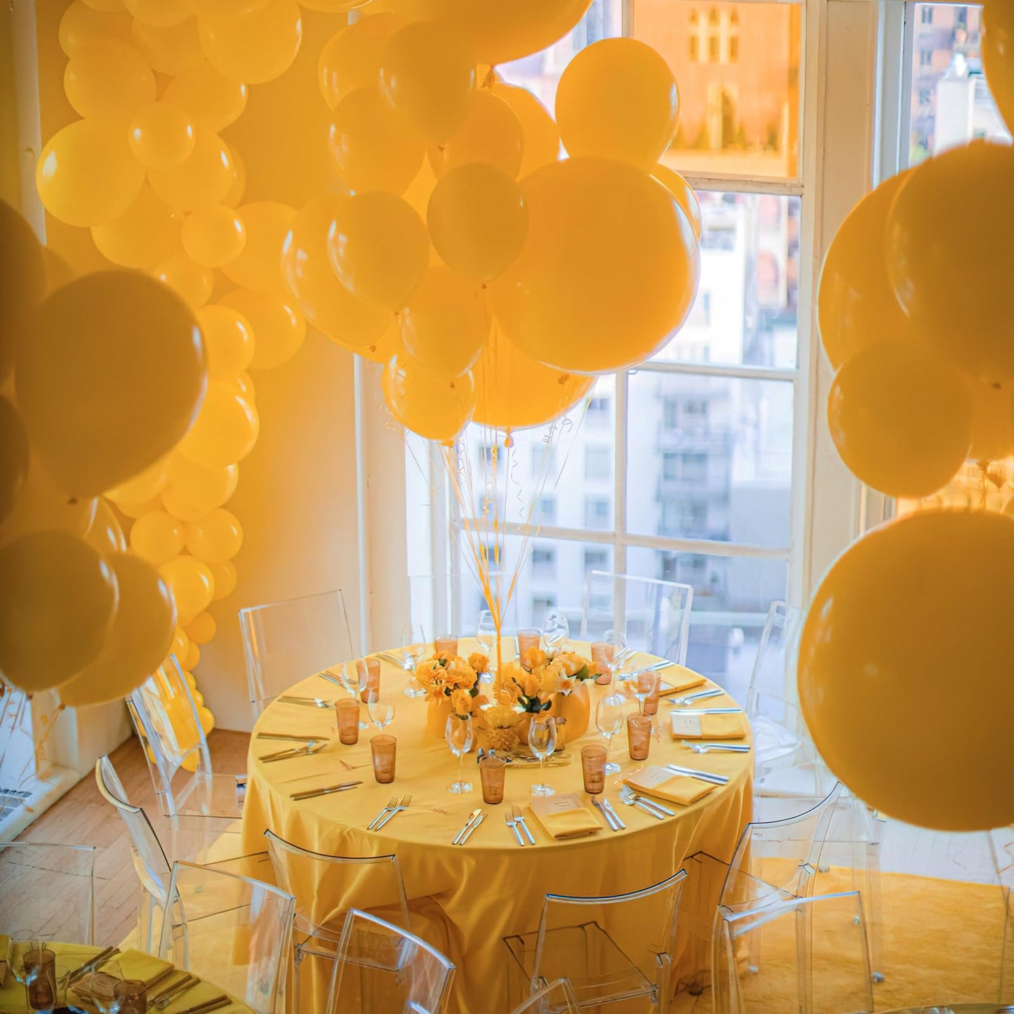 PartyWoo Mustard Yellow Balloons 127pcs – Mixed Sizes for Arches, Garlands & Centerpieces