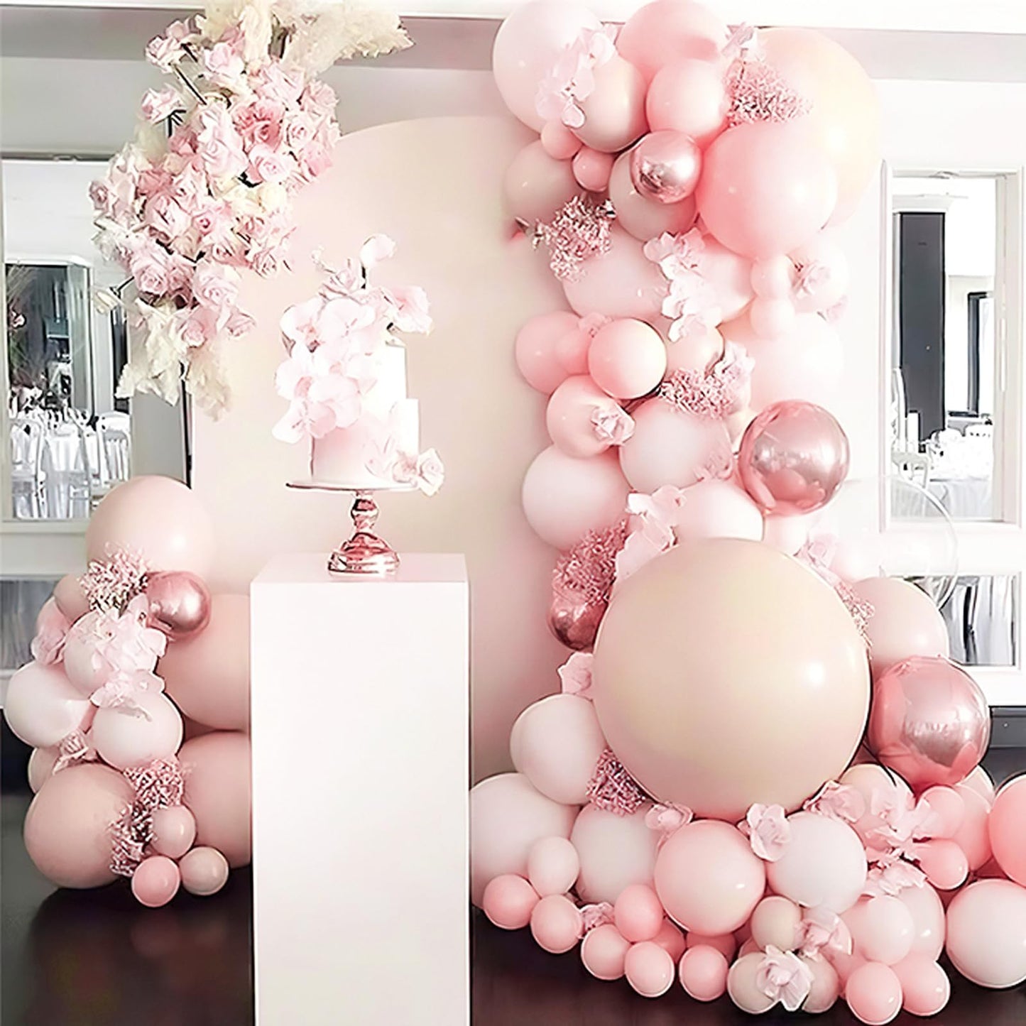 PartyWoo Pale Pink Balloons 127pc Set – Assorted Sizes for Arch Garlands