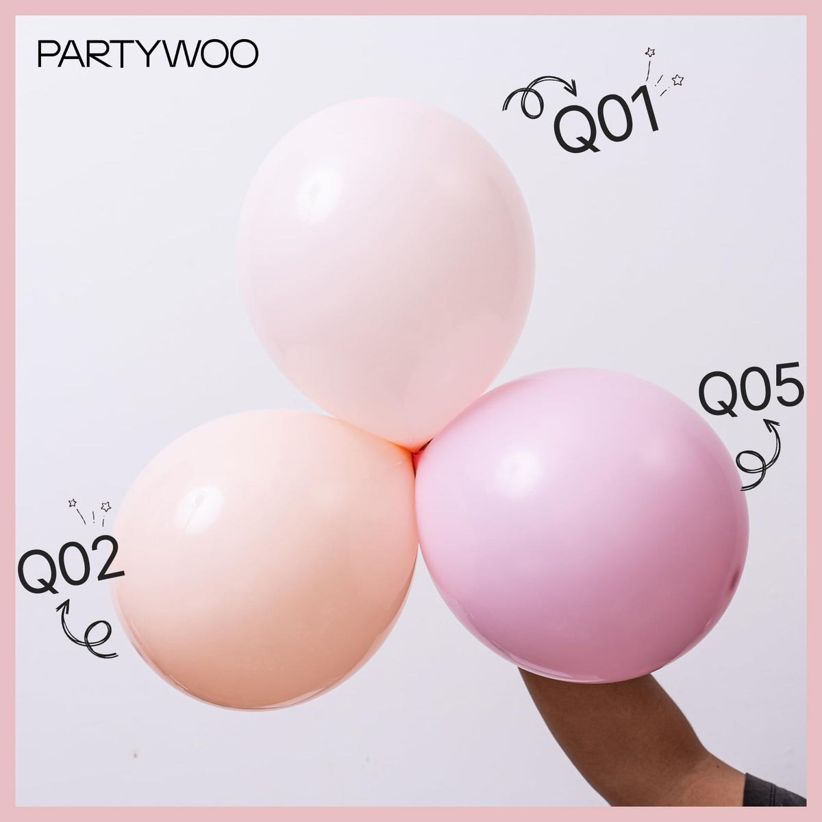 PartyWoo Pale Pink Balloons 140pcs Arch Kit – 18, 12, 10 & 5 in Light Pastel Pink