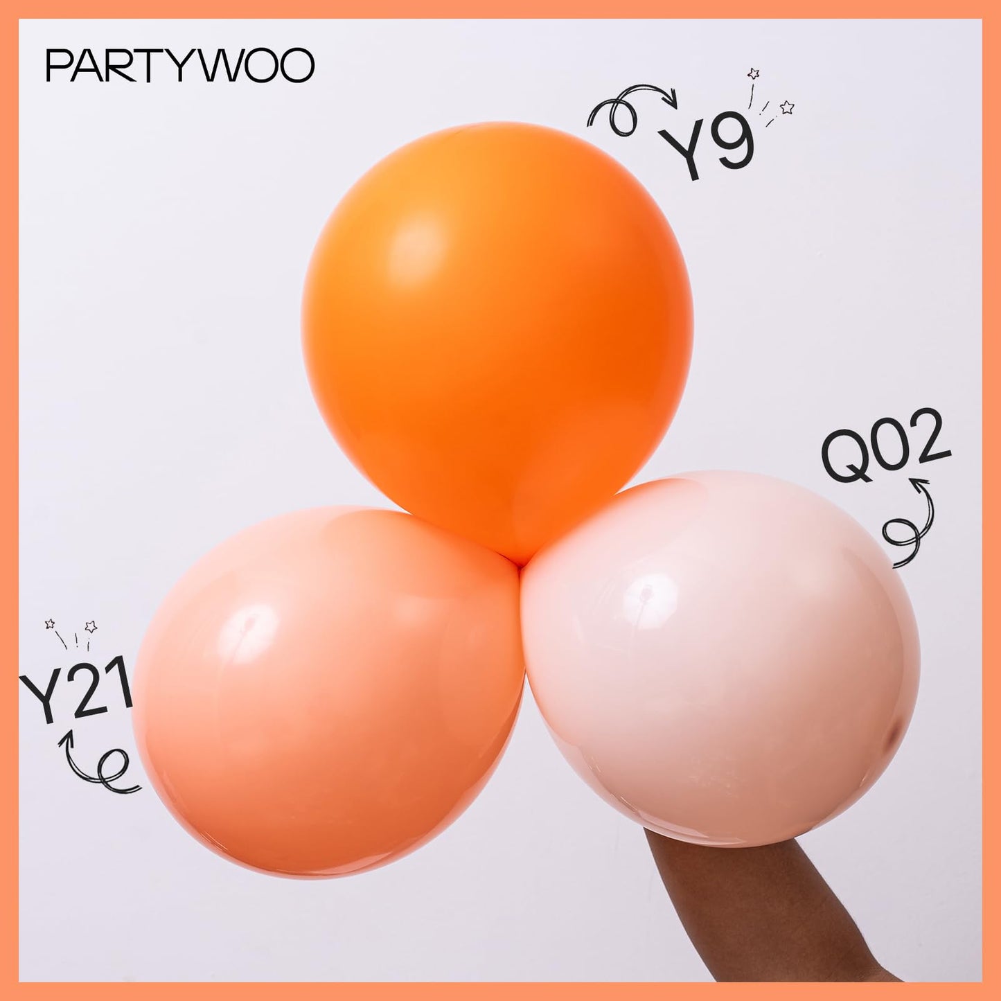 PartyWoo Peach Balloons 140pcs – Light Orange & Blush Pink Latex Arch Kit
