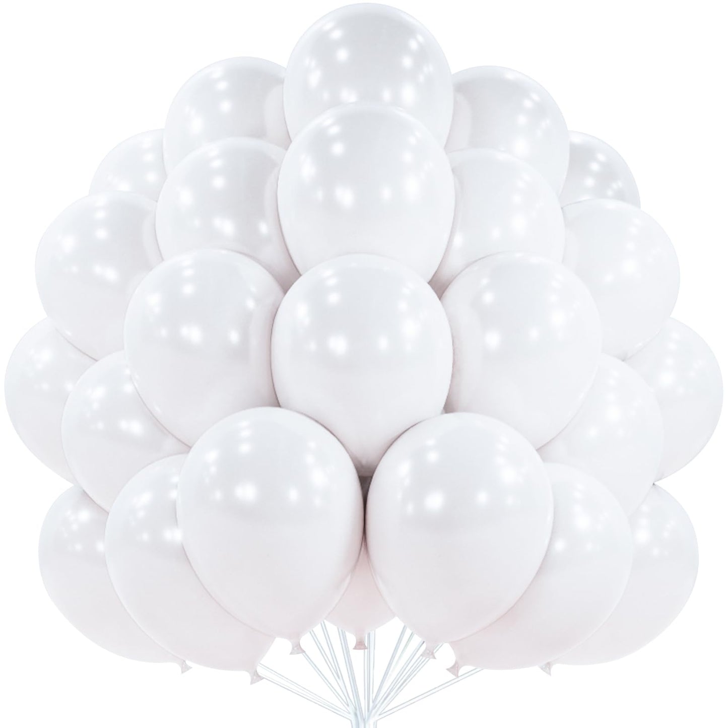 PartyWoo Pearl White Balloons 50pcs 12in | Metallic Latex for Weddings & Celebrations