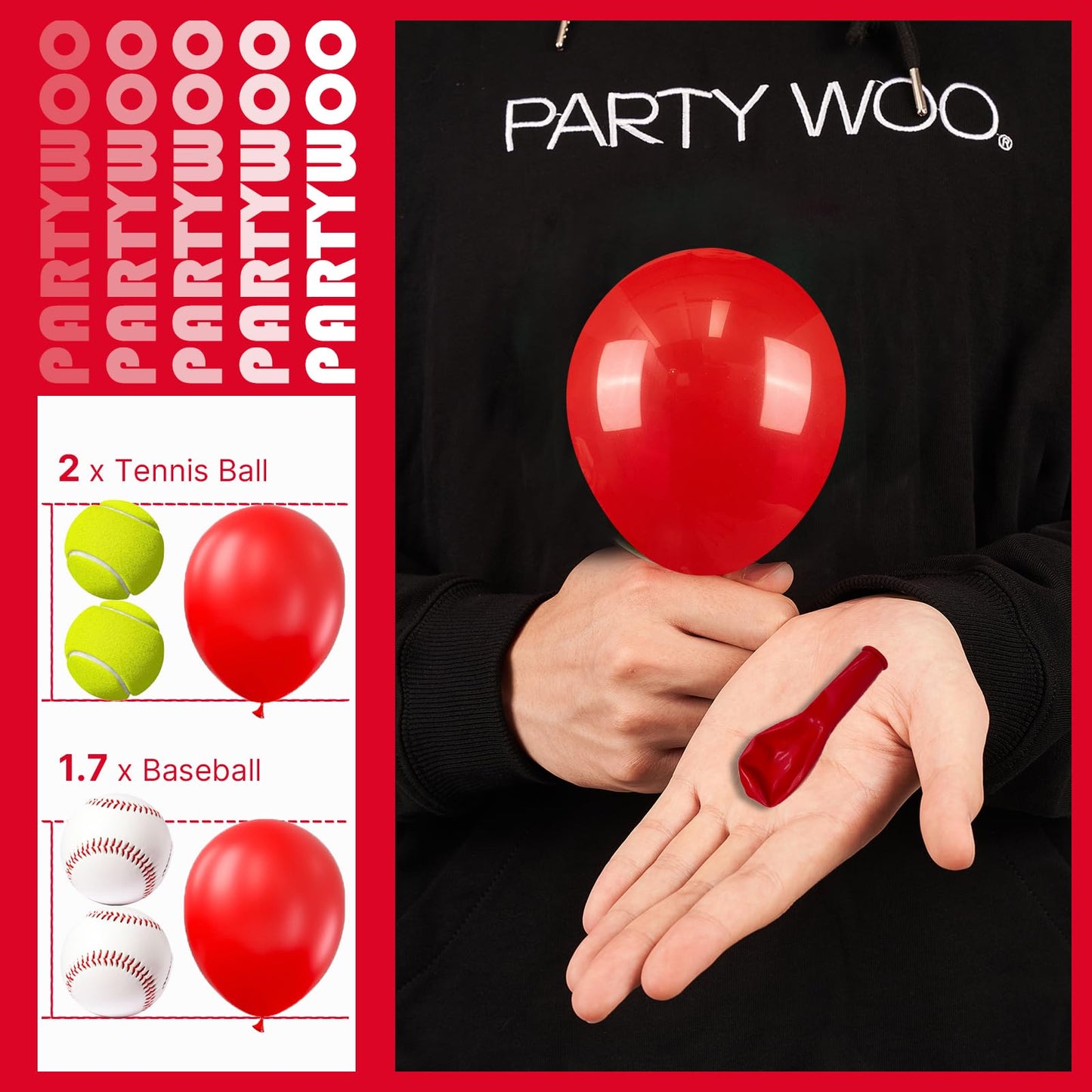 PartyWoo Red Balloons 100pcs | 5 Inch Matte Red Latex Party Decor Red-Y57