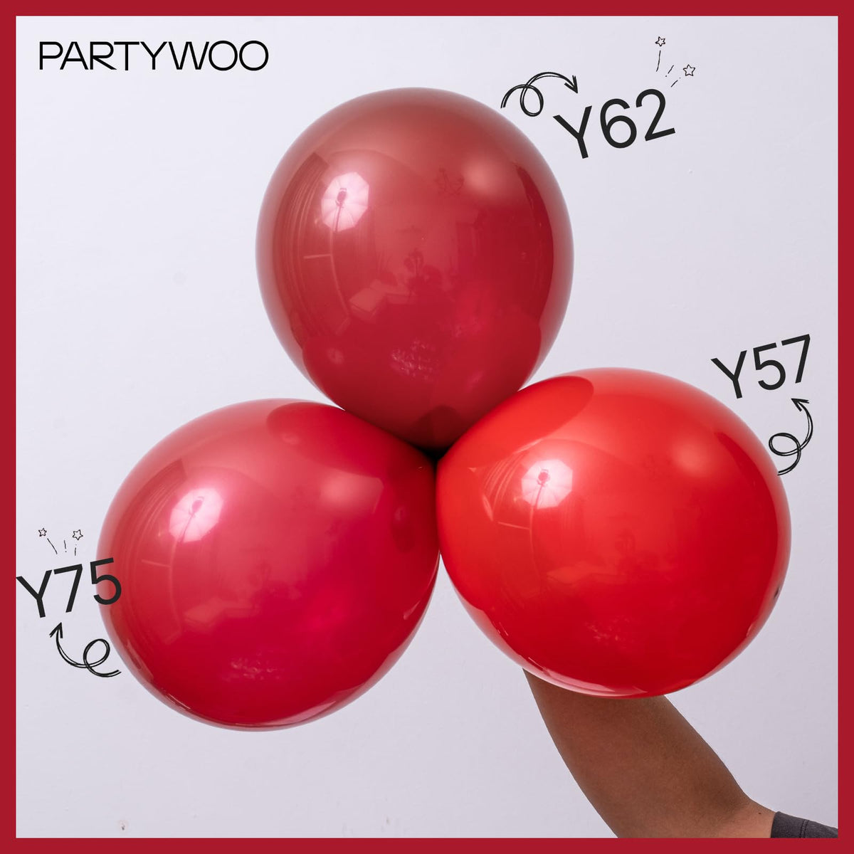 PartyWoo Red Balloons 50pcs 12in – Durable Latex for Birthdays, Graduations & More