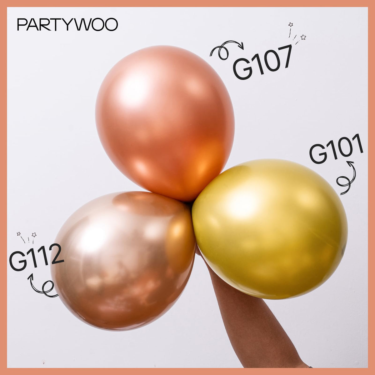 PartyWoo Rose Gold Balloons 140 pcs – 18/12/10/5 Inch Balloon Arch Kit