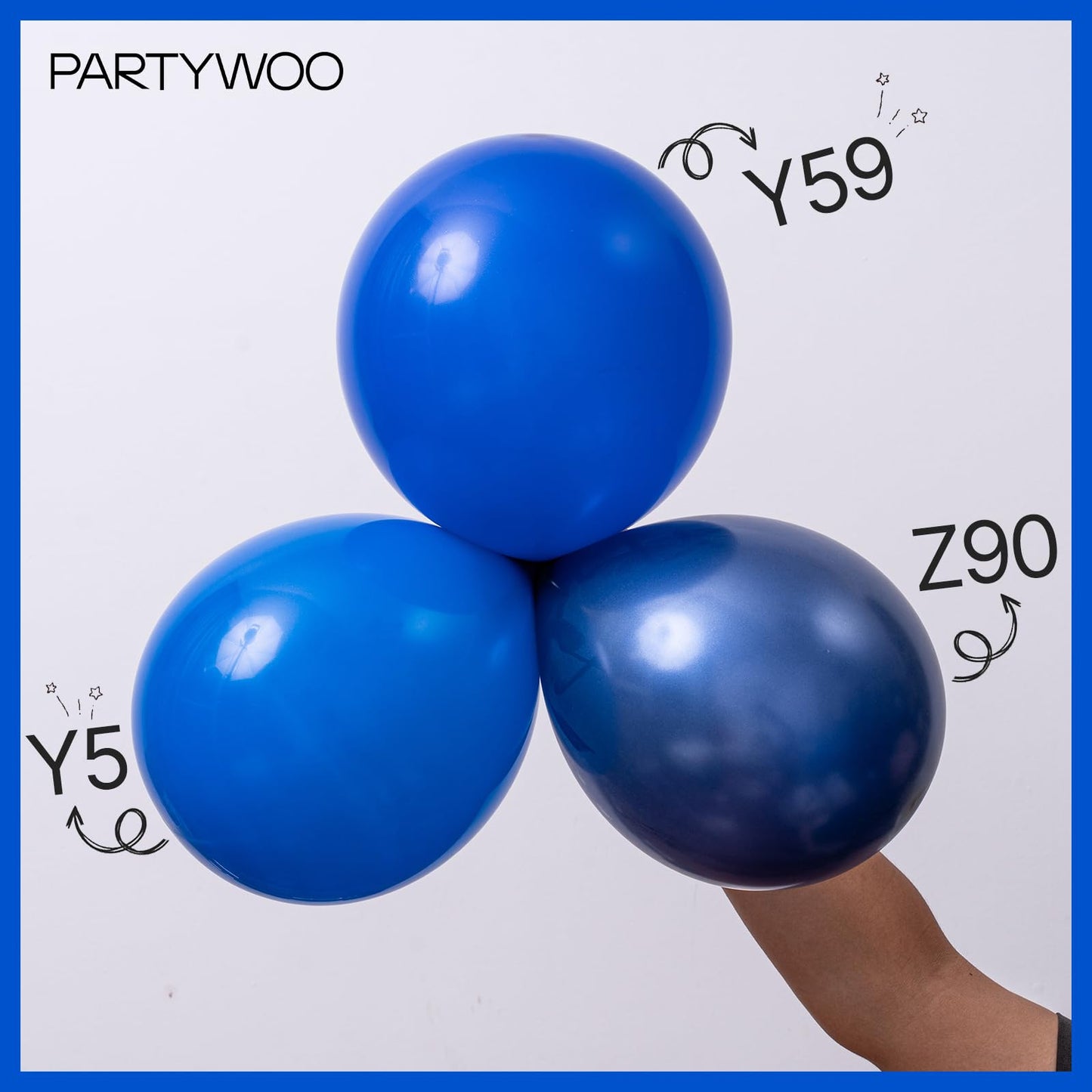 PartyWoo Royal Blue Balloons 120pc – 18/12/10/5in Arch Kit for Baby Shower, Graduation & Birthday