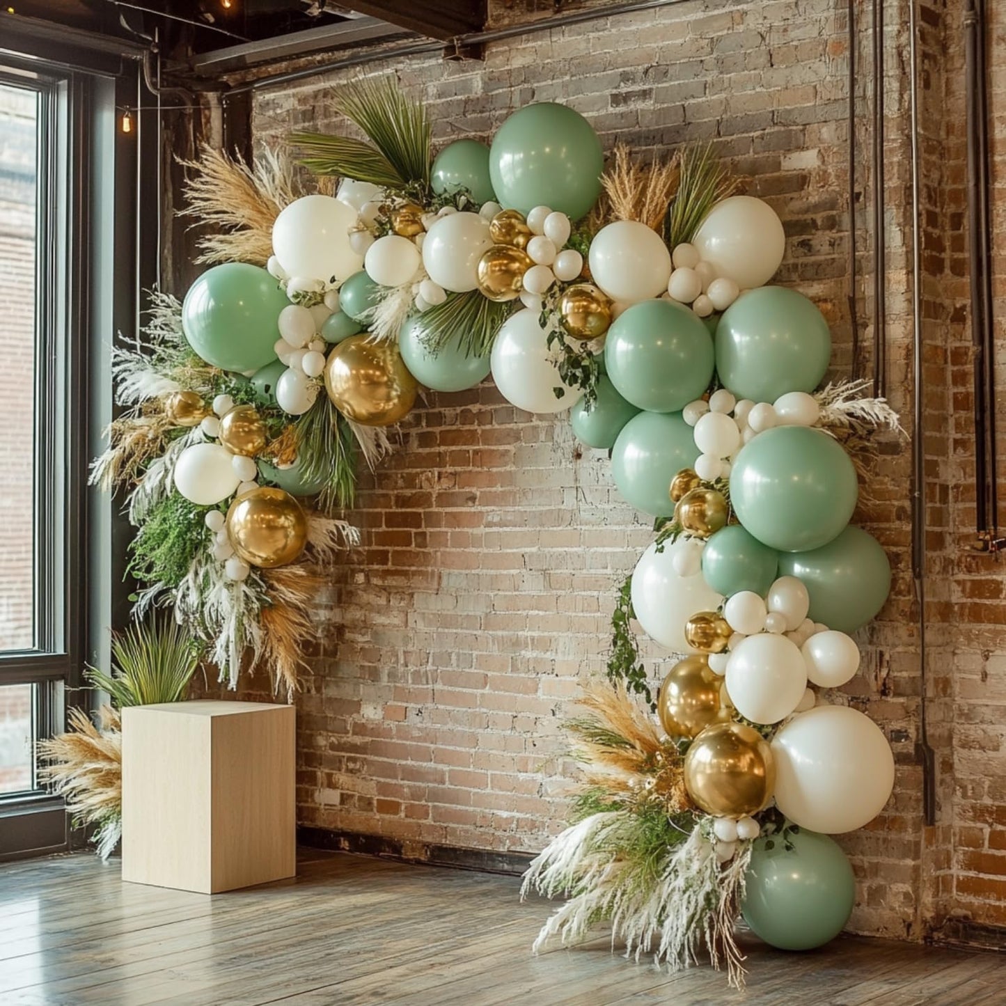 PartyWoo Green and Gold Balloon Arch Kit 152pcs – Elegant Wedding & Party Decor