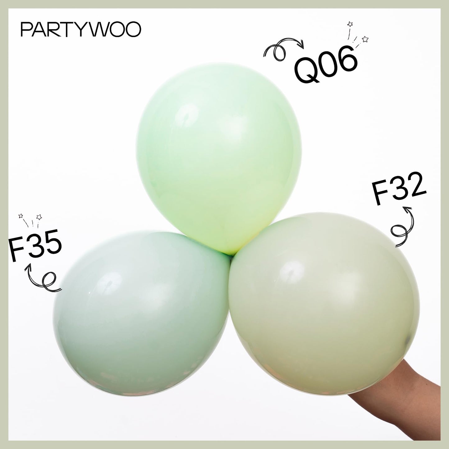 PartyWoo Sage Green Balloons 50pc, 12in - Boho Dusty Olive Latex for Birthday, Wedding & Baby Shower