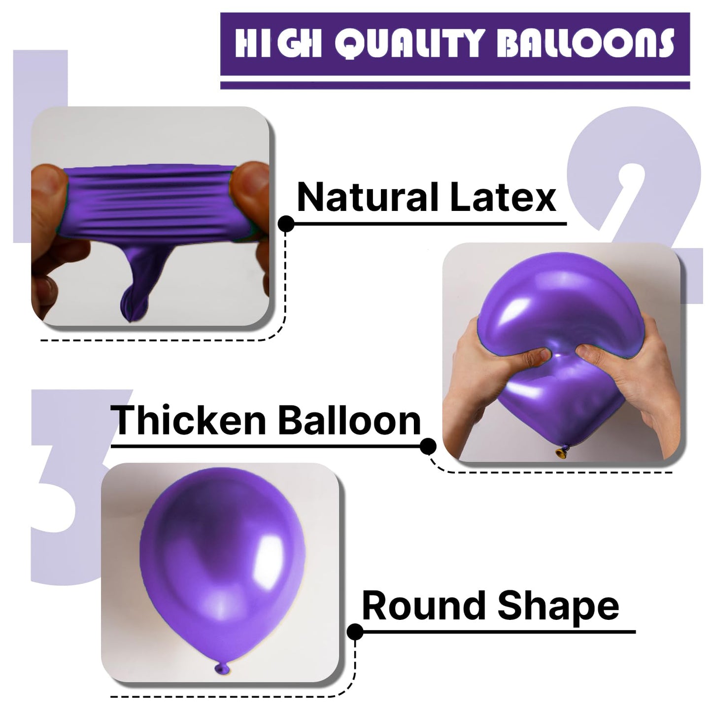 PartyWoo Metallic Purple Balloons – 50pcs, 12-inch Chrome Latex for Mardi Gras, Weddings & Parties