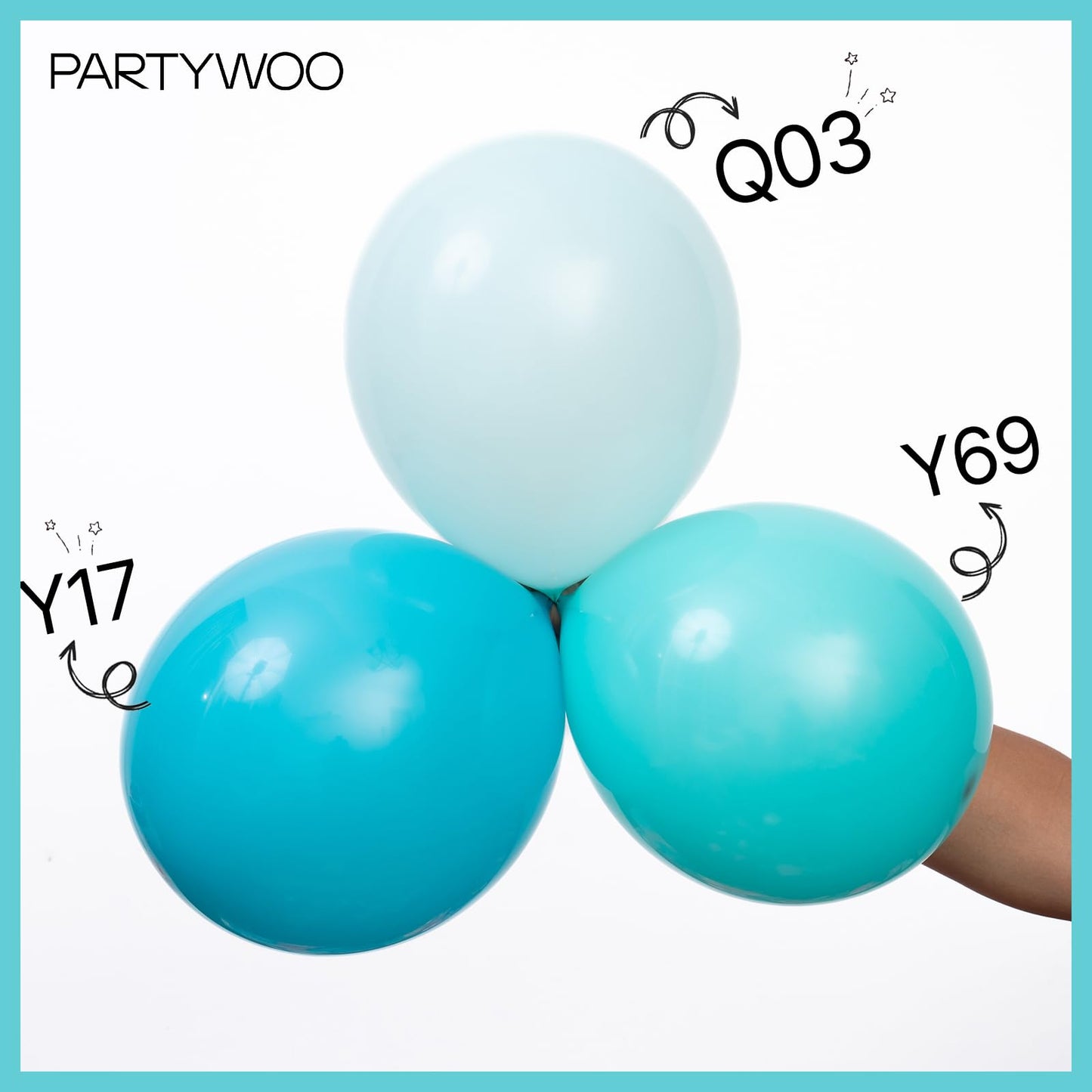 PartyWoo Teal Balloons 100pcs - 12in Turquoise Latex for Party Decor