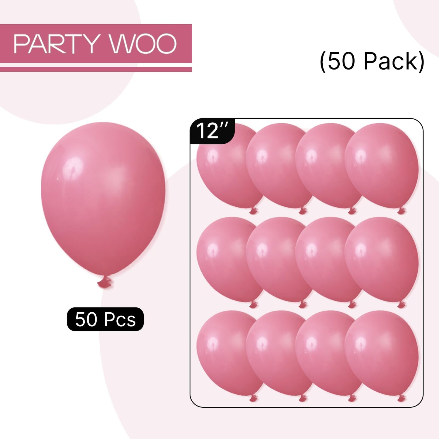 PartyWoo Mauve Balloons 50 Pcs, 12in – Dark Pink Boho Party Decor