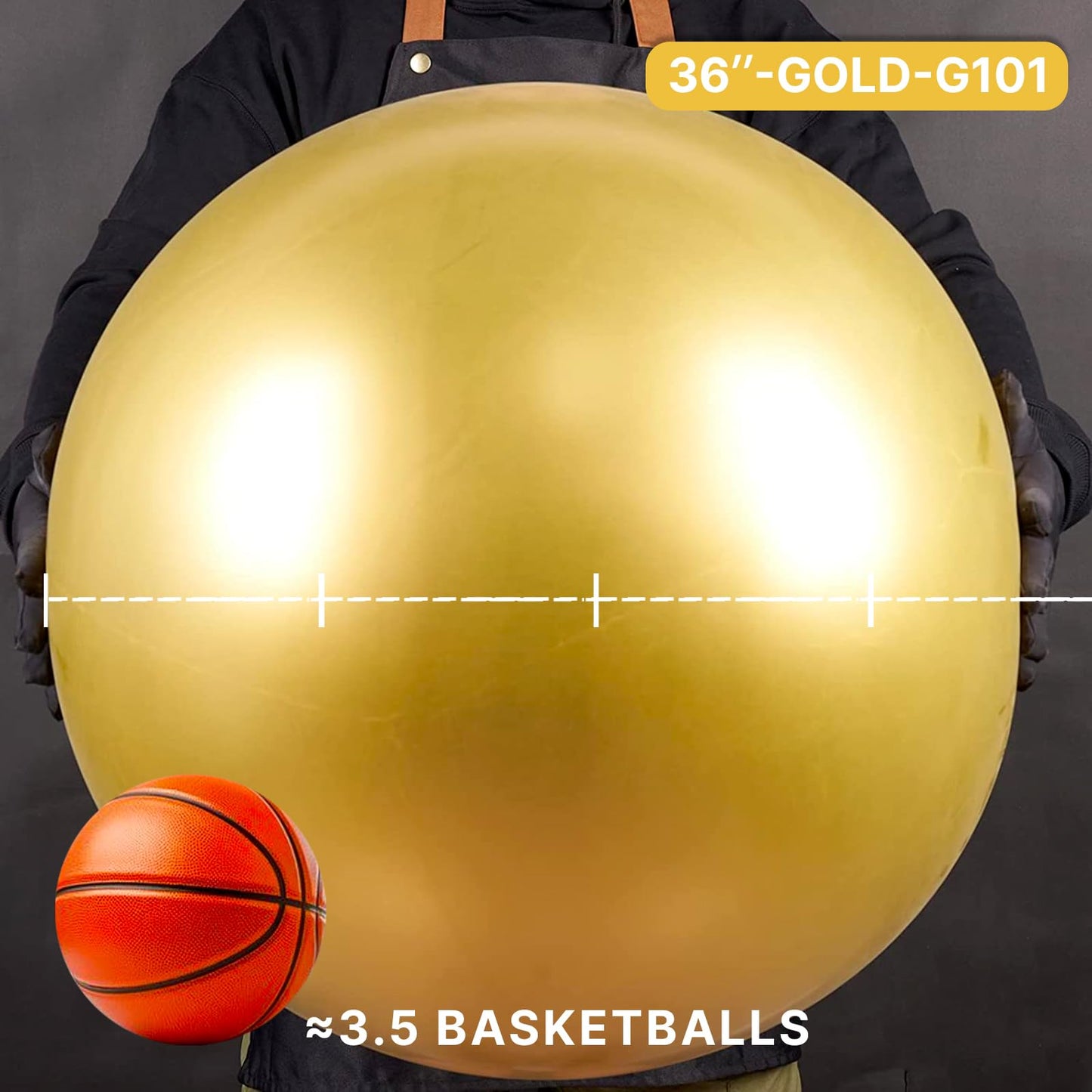 PartyWoo Metallic Gold Balloons 36-Inch Jumbo 4-Pack | Chrome Gold Latex Balloons for Graduation, Baby Shower & Parties