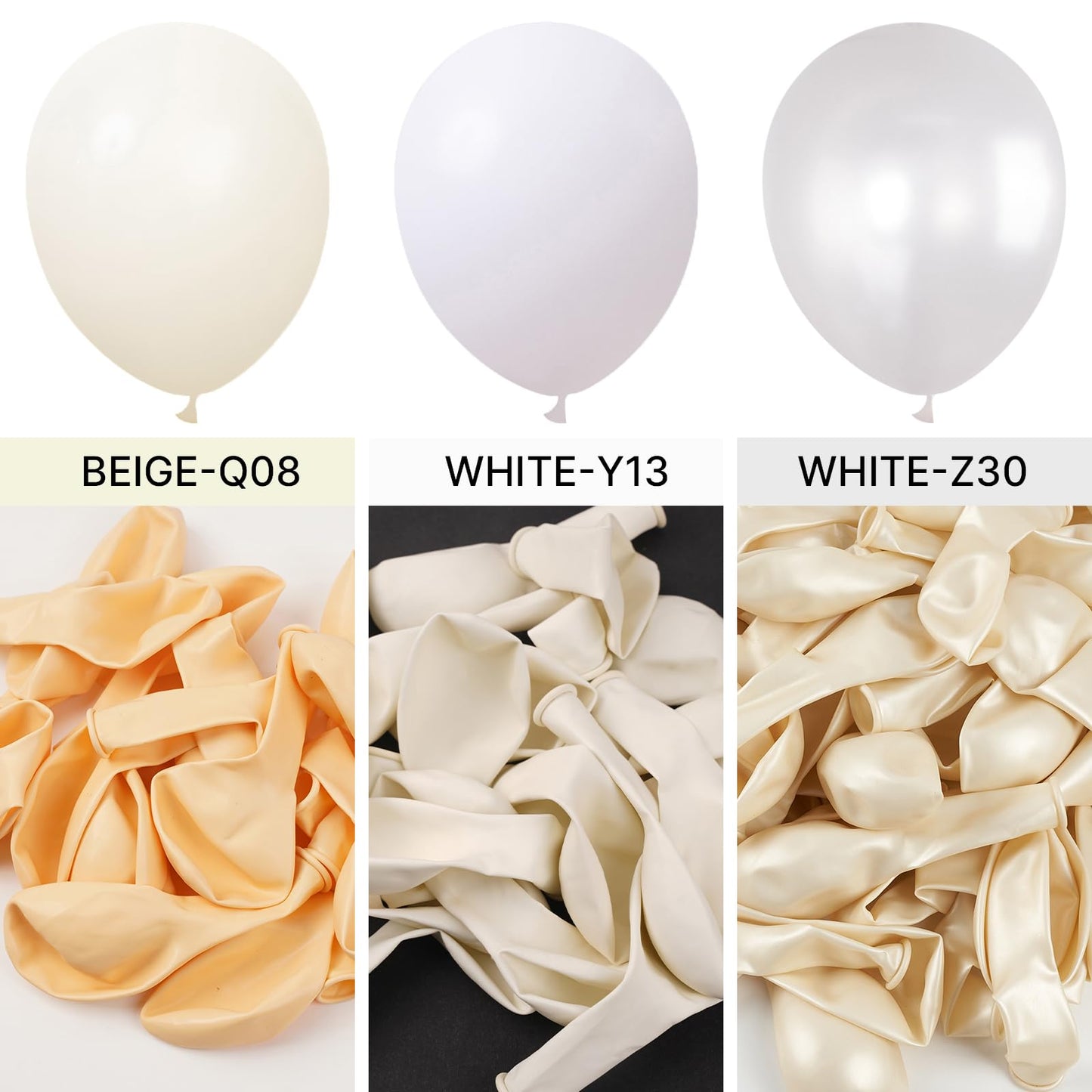 PartyWoo White Balloons 127pc Matte Latex Set — 36in to 5in for Weddings, Birthdays, and More