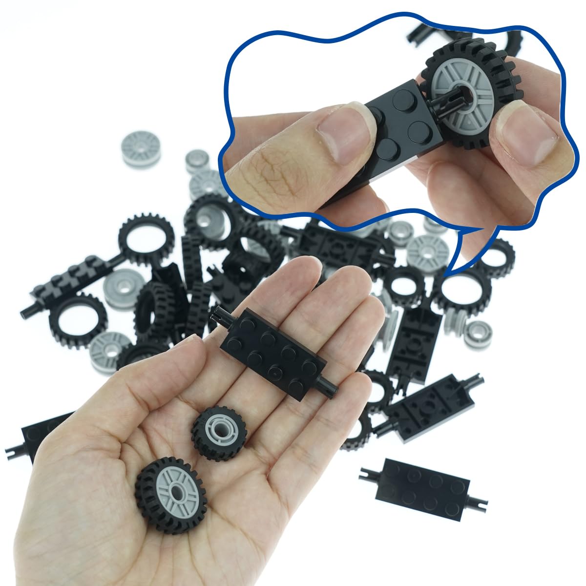 Pasacho City Car Wheels Tires Axles Kit Set | 70pcs Vehicle Building Toys