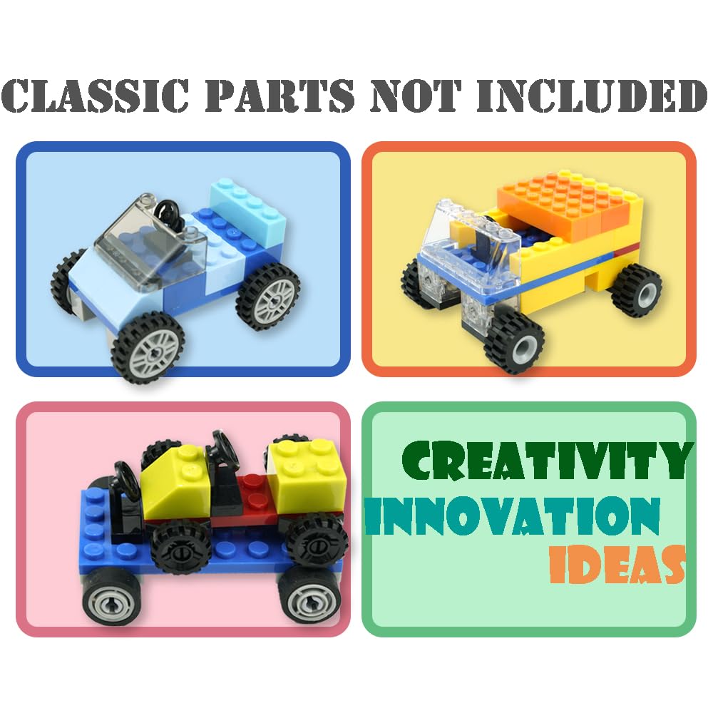Pasacho Wheels & Axles Set for Brick Cars | Compatible with Major Brand Car Parts