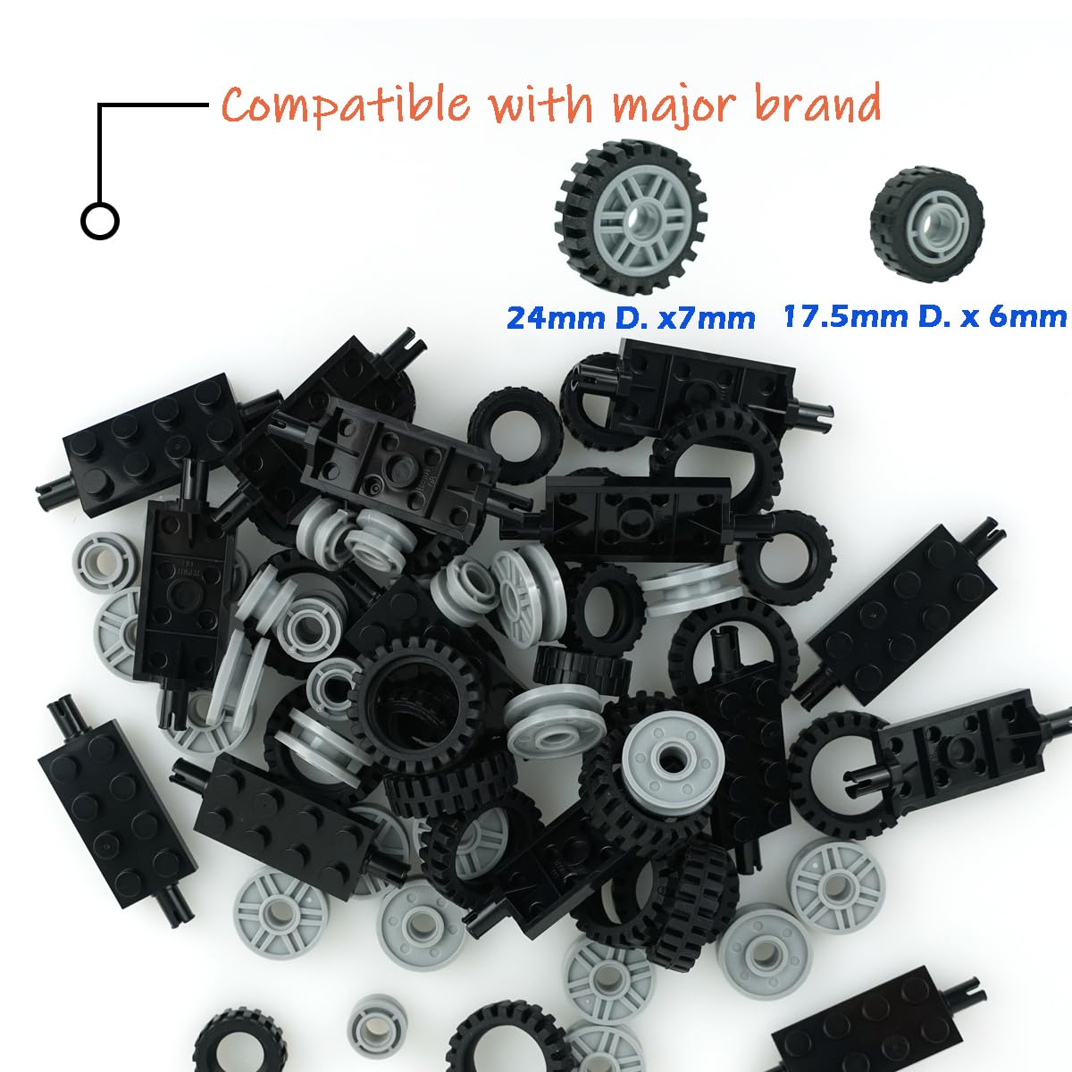 Pasacho City Car Wheels Tires Axles Kit Set | 70pcs Vehicle Building Toys