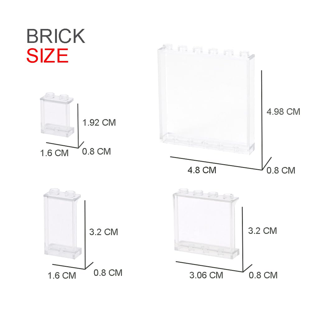 Pasacho Clear Transparent Bricks 60-Piece Building Set — Window & Glass Panel Accessories